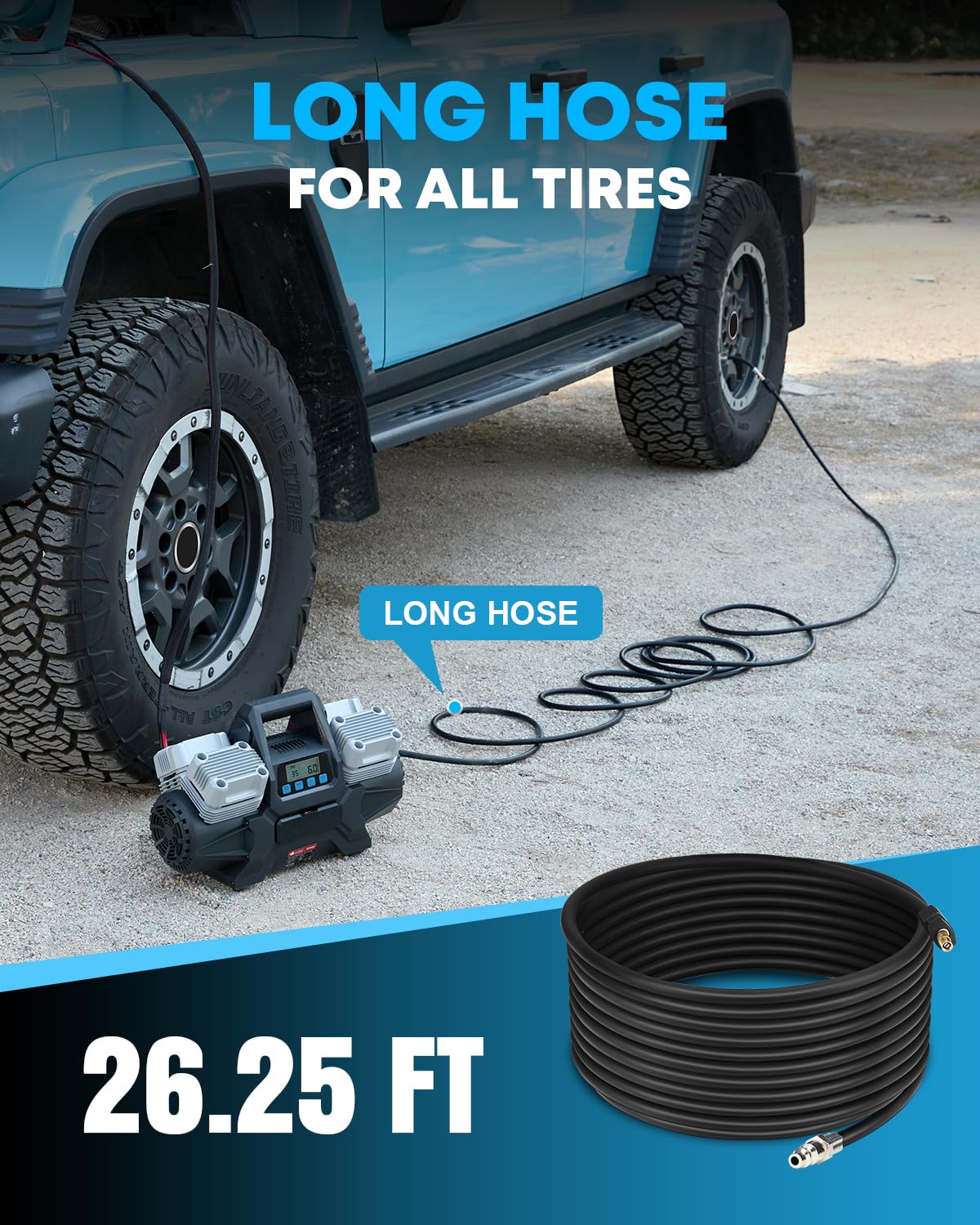 Kohree 12V Four Cylinder Fast Air Compressor with Digital Display Panel, Heavy Duty 14.13 CFM Tire Inflator Tire Pump for Offroad Truck RV 4x4 Vehicle, Max 150 PSI