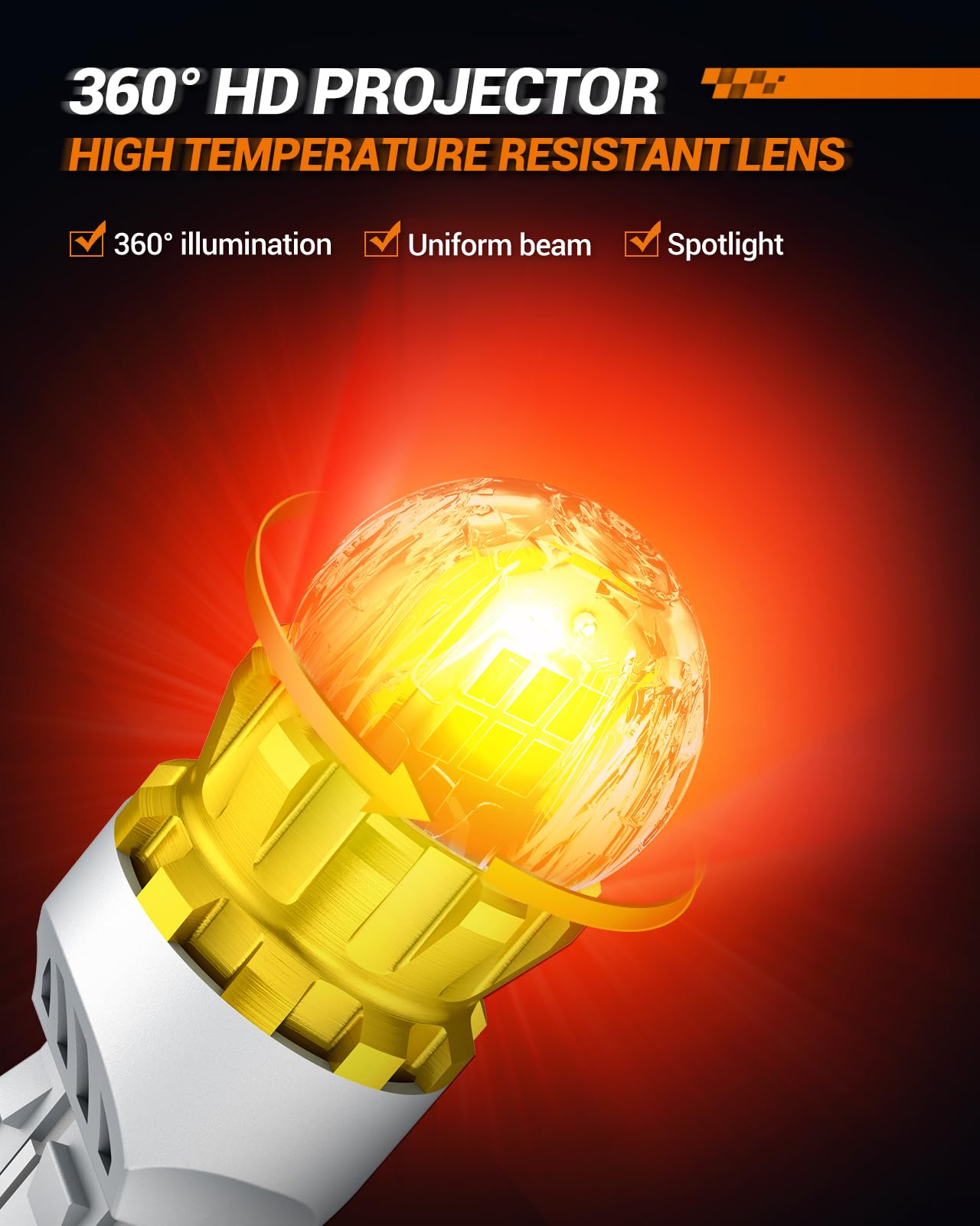 SEALIGHT 7440 7443 LED Bulb Red Brake Lights, 3000 Lumens, 7443 Size, Pack of 2