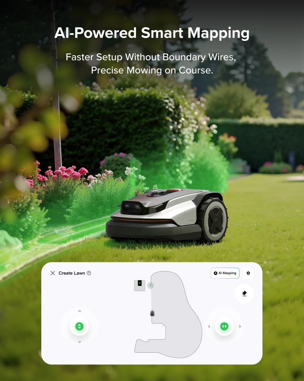 Roborock RockNeo Q110H Robot Lawn Mower, Wire-Free Robotic Lawn Mower with Full-Band RTK + VSLAM Navigation, Auto Mapping, AI Vision Obstacle Avoidance, App Control, 45% Slope, Covers Up to 1/4 Acre