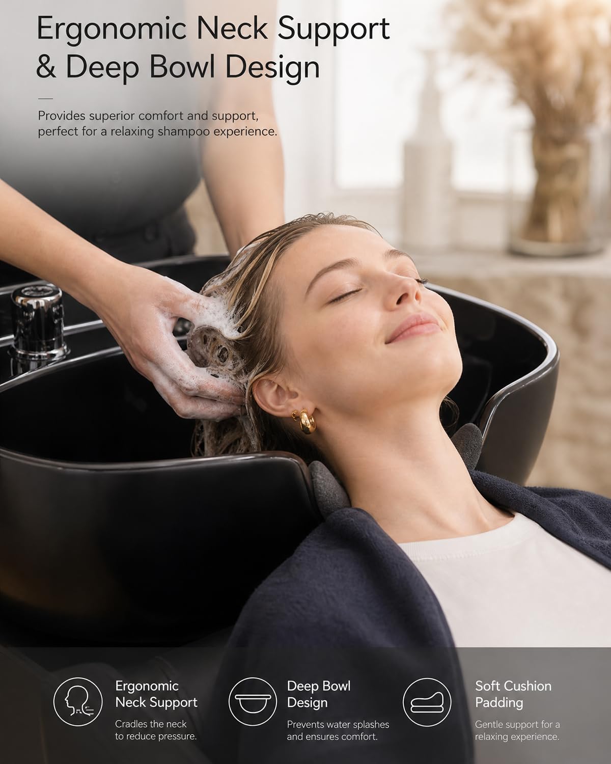 Oufohomtlay Salon Shampoo Chair with Footrest, Hair Washing Chair