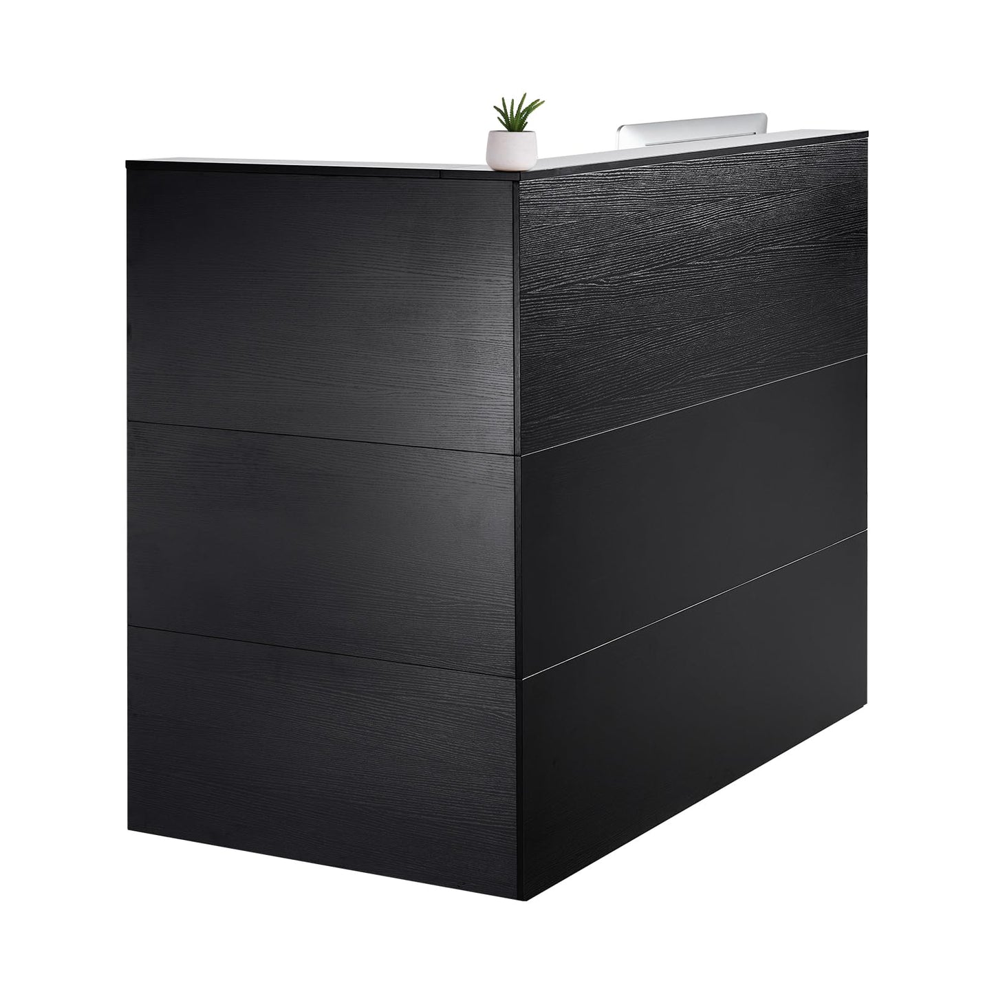 VEVOR Reception Desk, 55Inch L-Shaped Front Counter Table, Office Reception Counter with Drawer Keyboard Tray and Storage Cabinet, for Checkout, Lobby, Beauty Salon & Office, Black