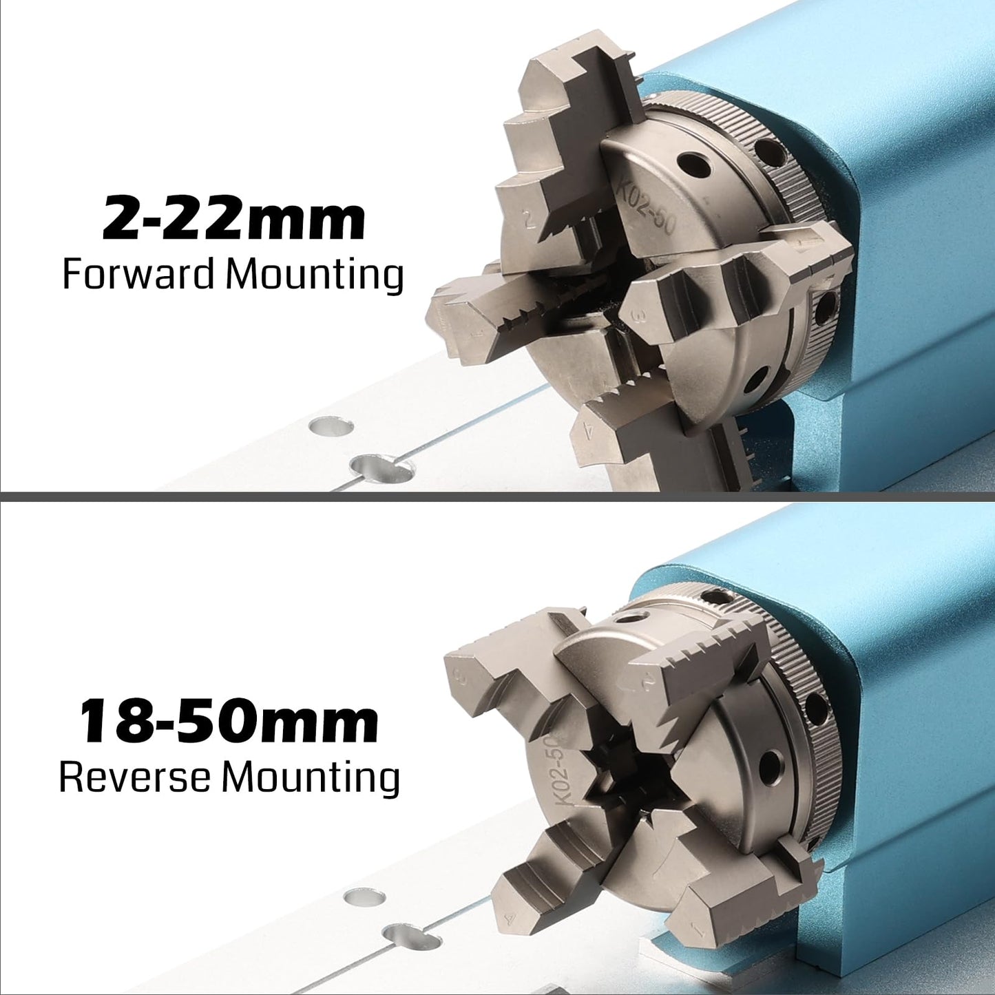 Genmitsu 4th Axis Rotary Module for 4040 and 3030 Series CNC Machines with Planetary Geared Stepper Motor, 4 Jaw Chuck, Clamped Range 10-200mm