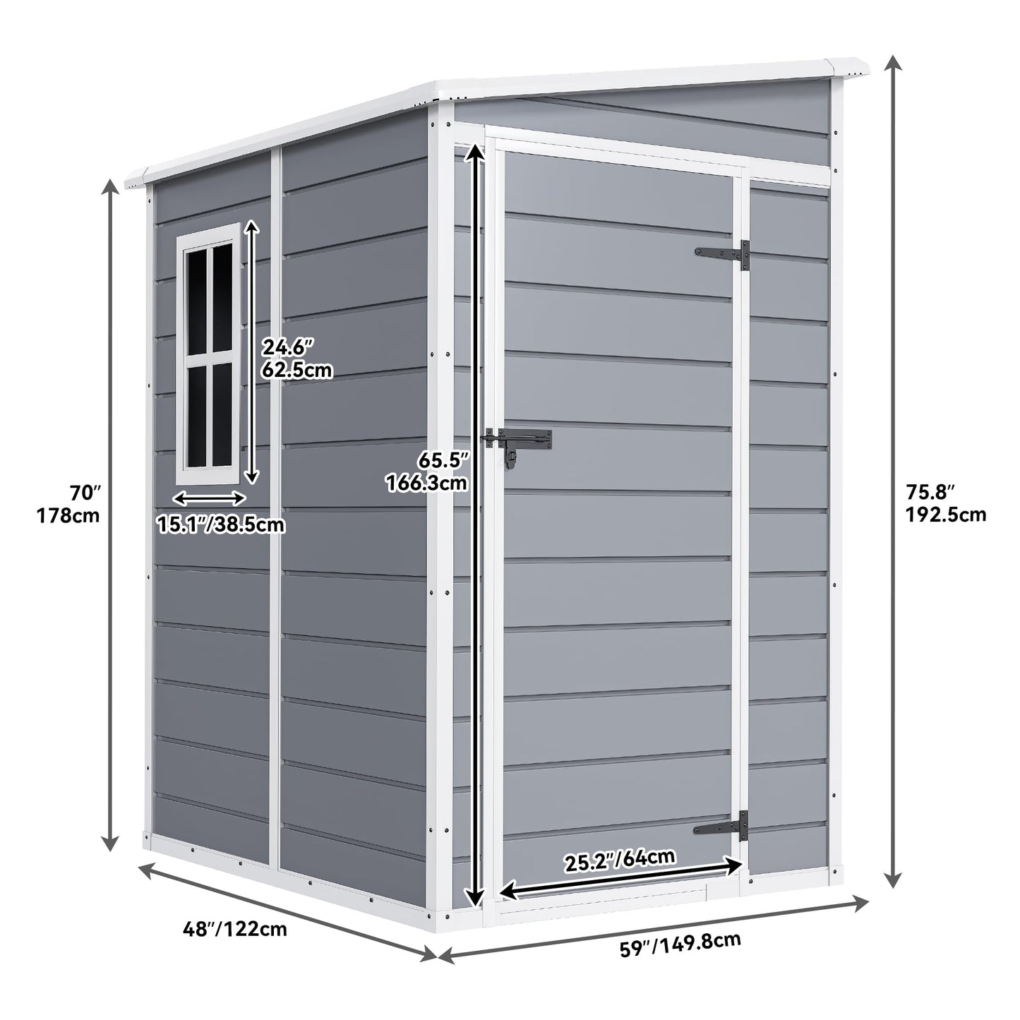 DWVO 5x4 FT Outdoor Storage Shed with Reinforced Floor, All-Weather Resin Storage Shed with Lockable Door & Window, Waterproof Plastic Tool Storage for Garden, Backyard, Patio, Lawn