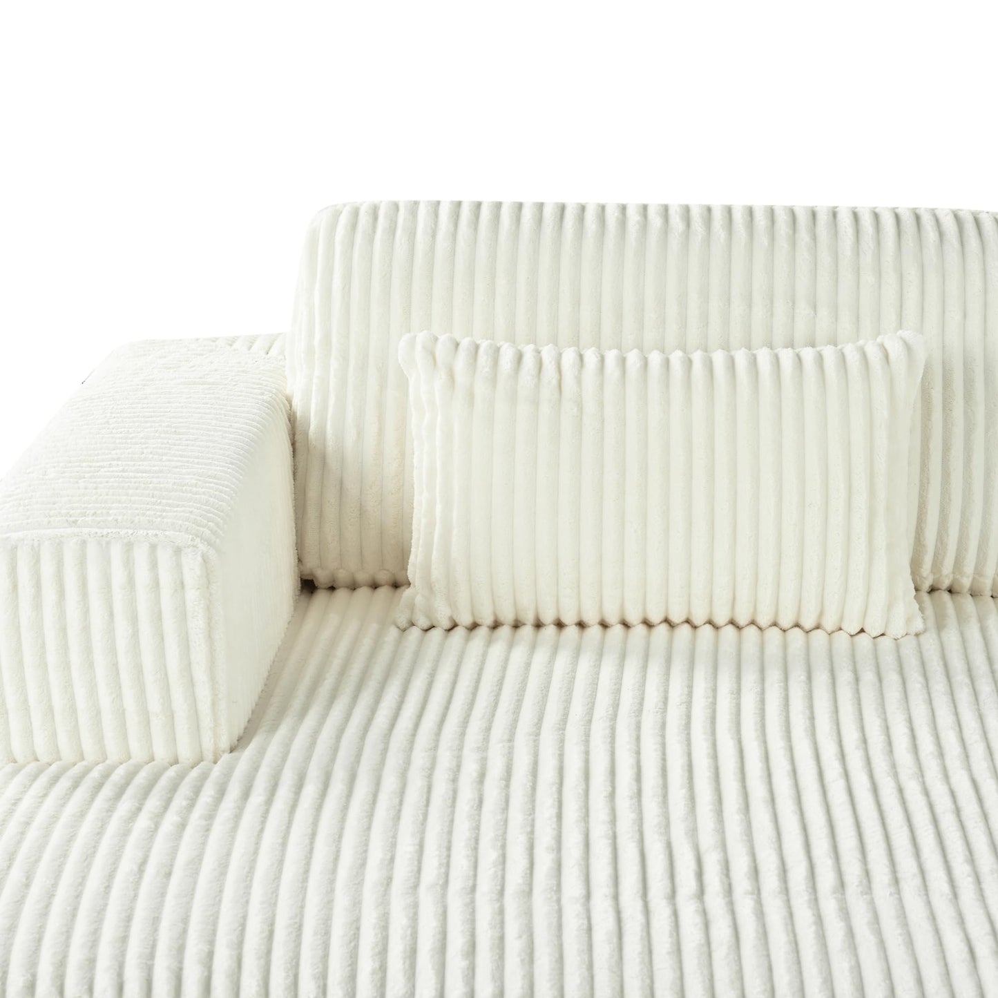 86-Inch Fluffy Corduroy Boneless Sleeper Daybed Loveseat Double Recliner Chaise Lounge Sofa Couches, Floor Cloud Sofa Chaise W/4 Pillows for Home Apartment Living Room