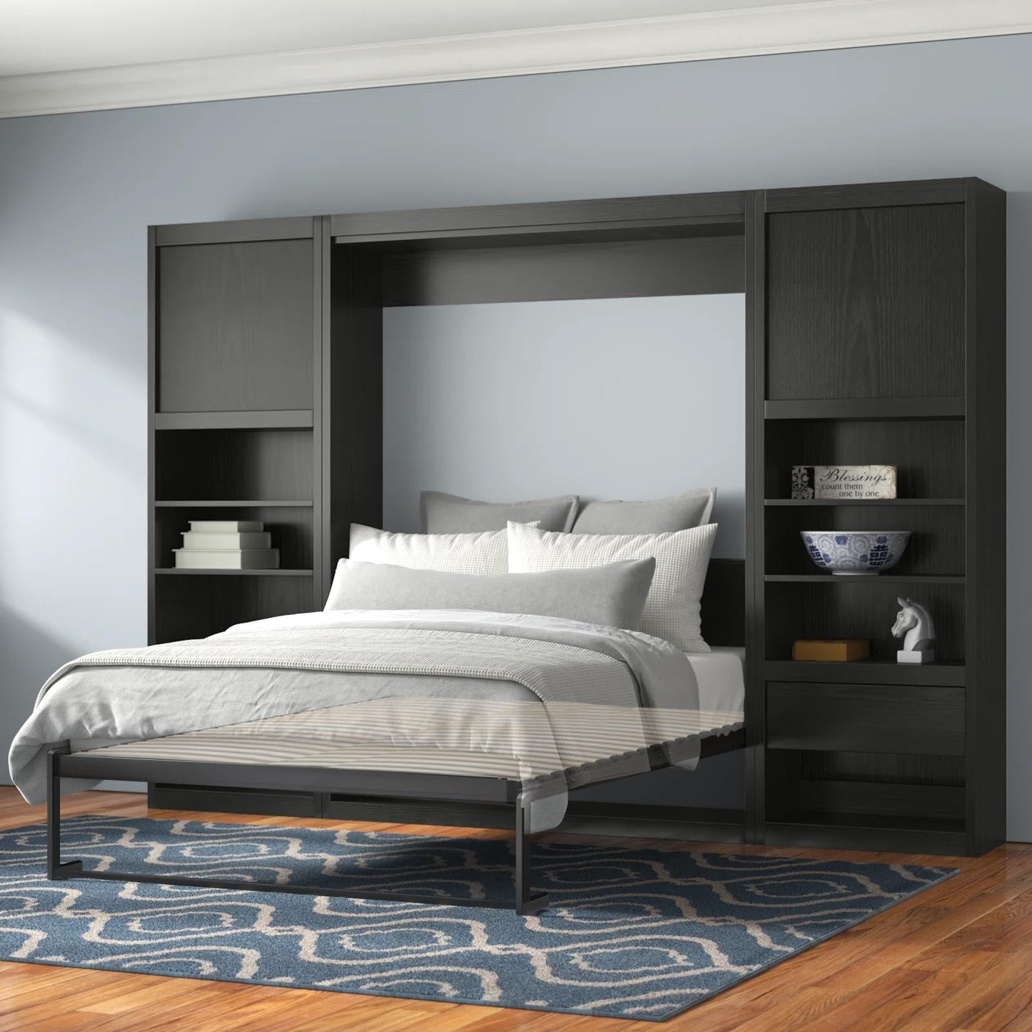 TooCust Vertical Murphy Wall Bed Frame Queen Size with Two-Stage Deluxe Gas Spring - DIY Wall Bed Queen Vertical, Folding Wall Bed, Vertical Murphy Bed Kit Queen Size