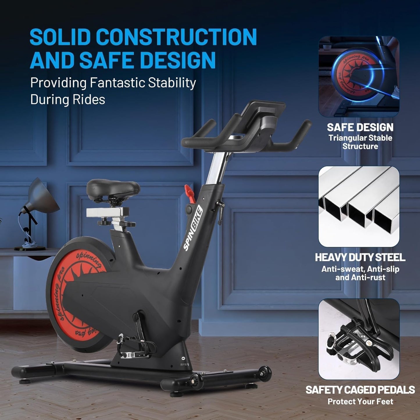 Exercise Bike, Magnetic Stationary Bike with 32 Level Adjustable Magentic Resistance & Emergency Brake, 5 in 1 Self-Powered Bike, 350 Lbs Magnetic Exercise Bike, Adjustable Handlebar & Seat, Visualizing Motion Data