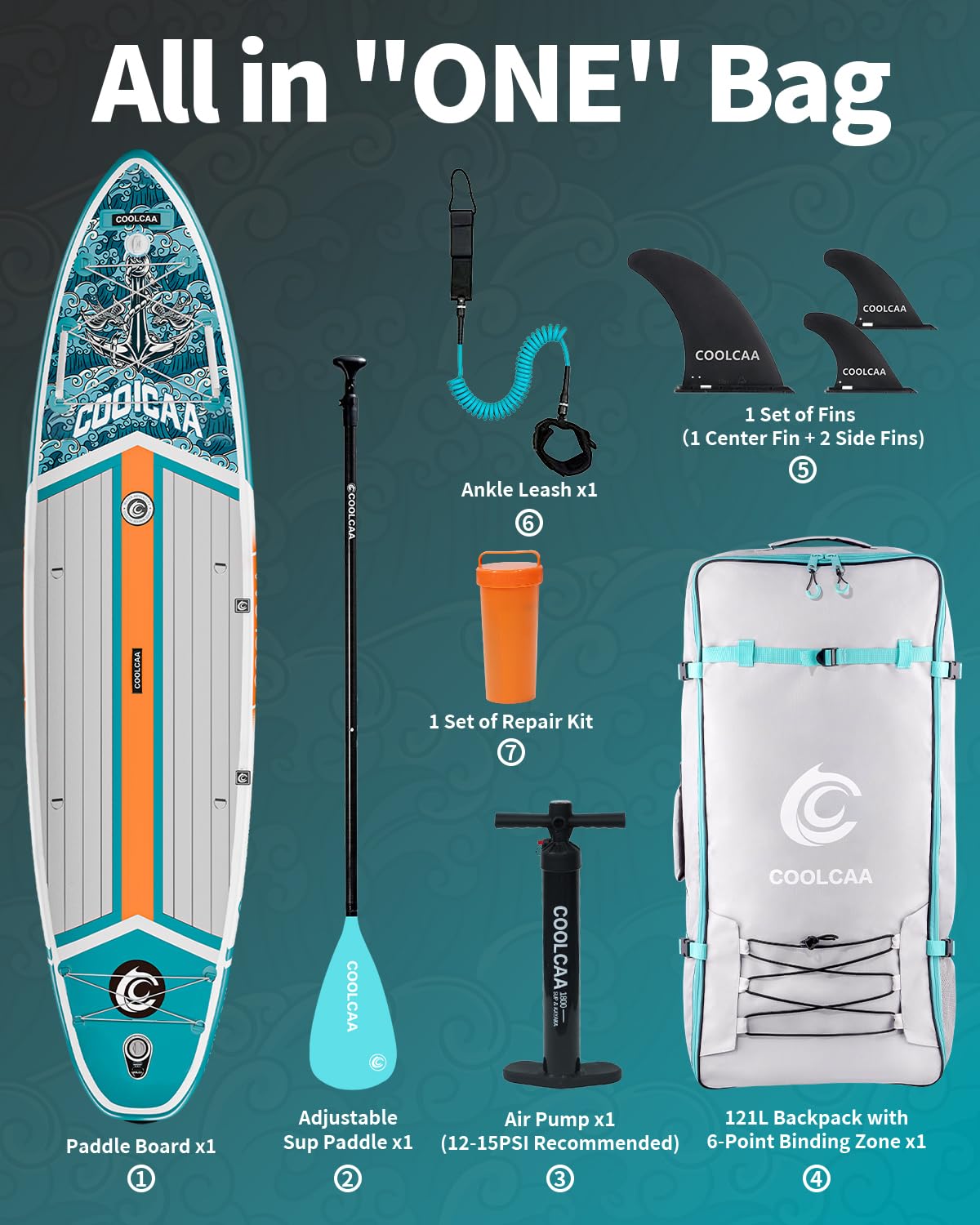 COOLCAA Dolphin Lite 11'8" Inflatable Stand-Up Paddle Board, 490Lbs Capacity SUP Board with 34'' Extra Wide, Fishing Paddleboard with Accessories & Bag for Adults Youth (Anchor Wing)