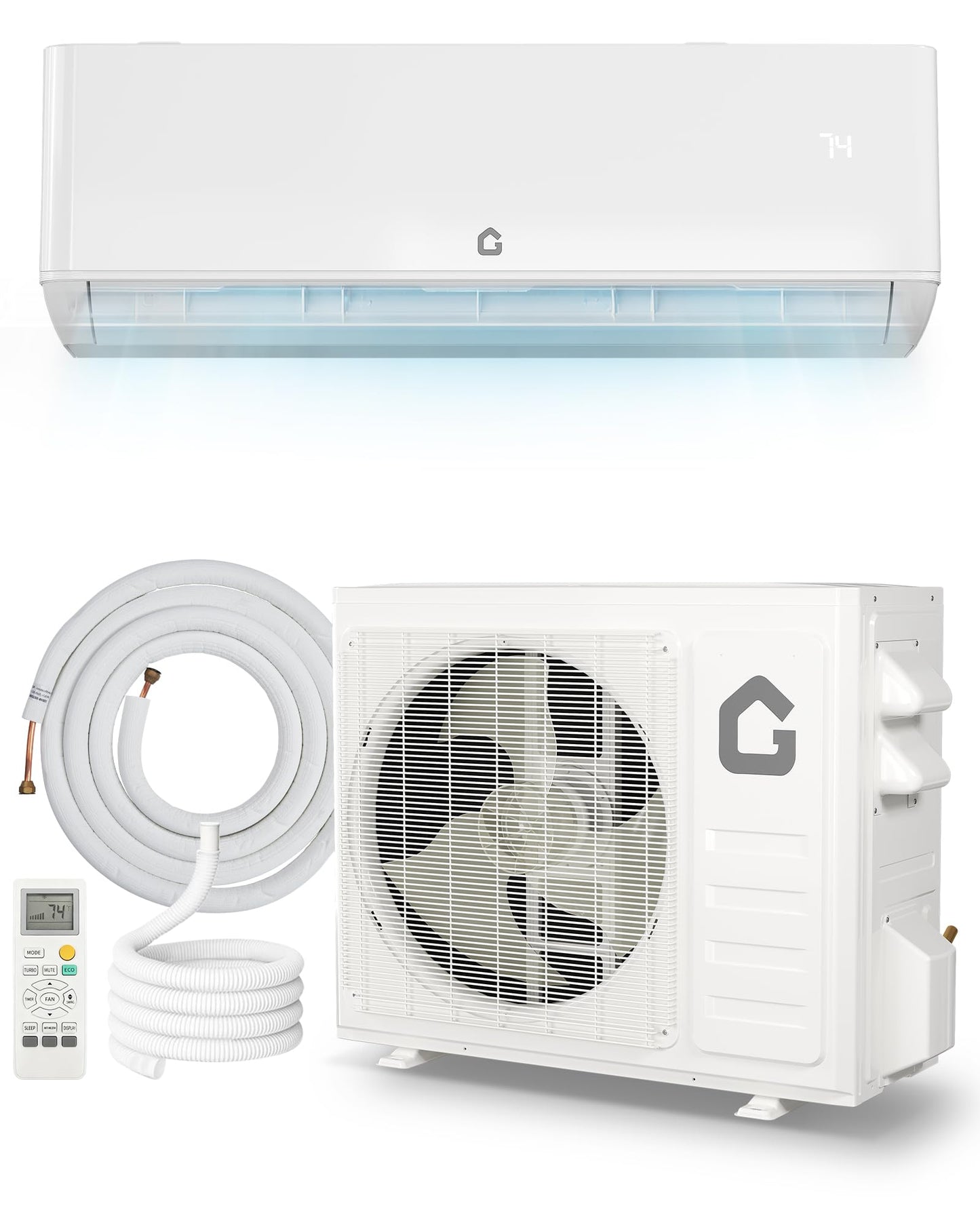 Garvee 9000 BTU Mini Split AC/Heating System, 115V WIFI Enabled, Energy Efficient Wall-Mounted Heat Pump Air Conditioner, Cools Up to 450 Sq.Ft, Complete with Installation Kits