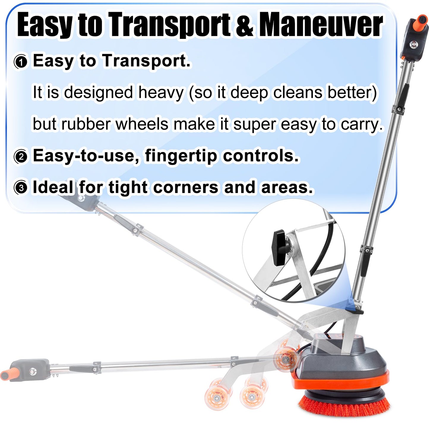 HHQ 15" Floor Buffer Machine, Commercial Floor Scrubber Machine with Brushes and Pads, Heavy Duty Floor Cleaner and Polisher- Deep Clean and Polish Your Floors with Ease