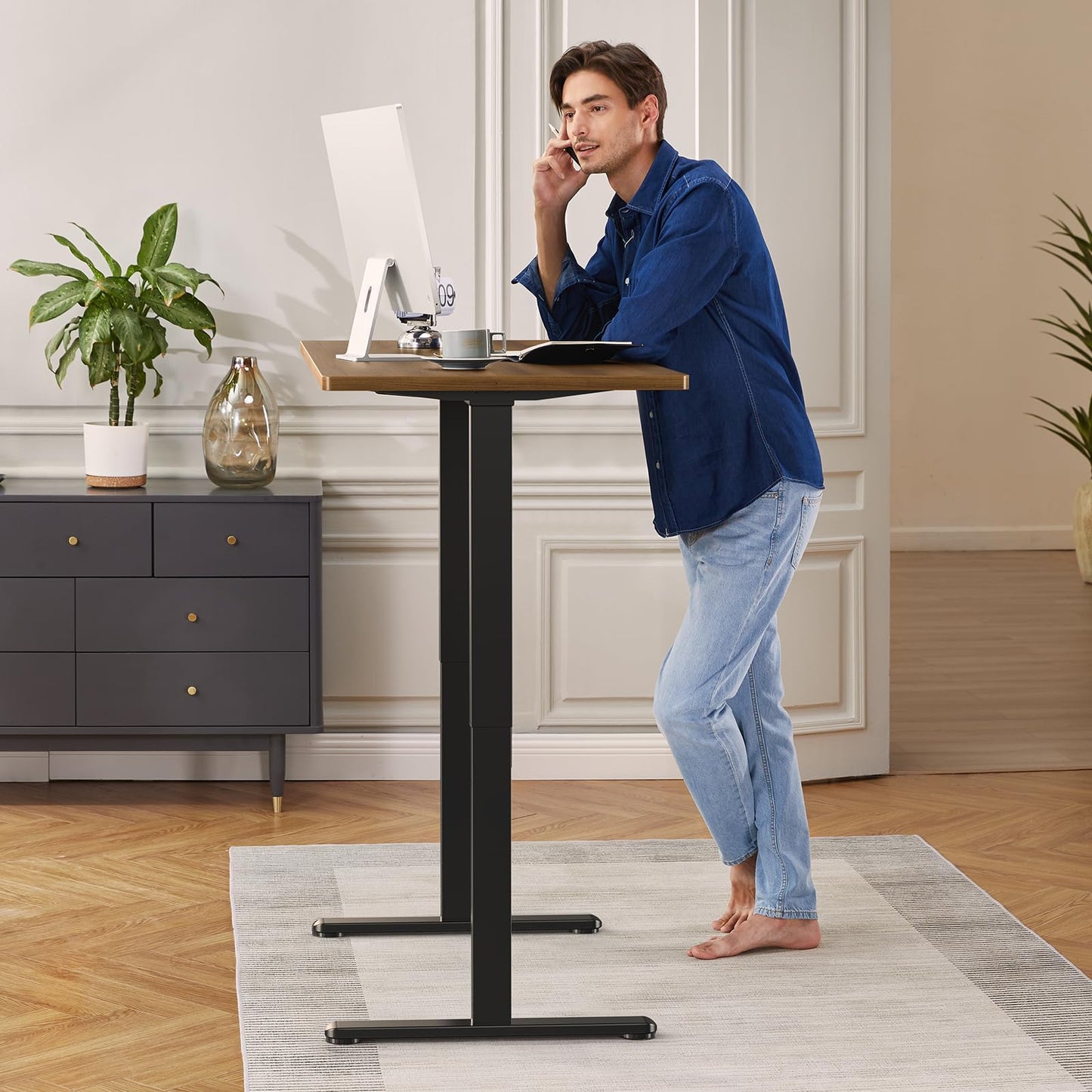 ErGear Dual Motor Standing Desk Frame, Electric Adjustable Legs Compatible Desktop Size 44″-90″, 264 lbs Weight Capacity, 4 Memory Height Settings Stand up Desks Base, Black Frame Only