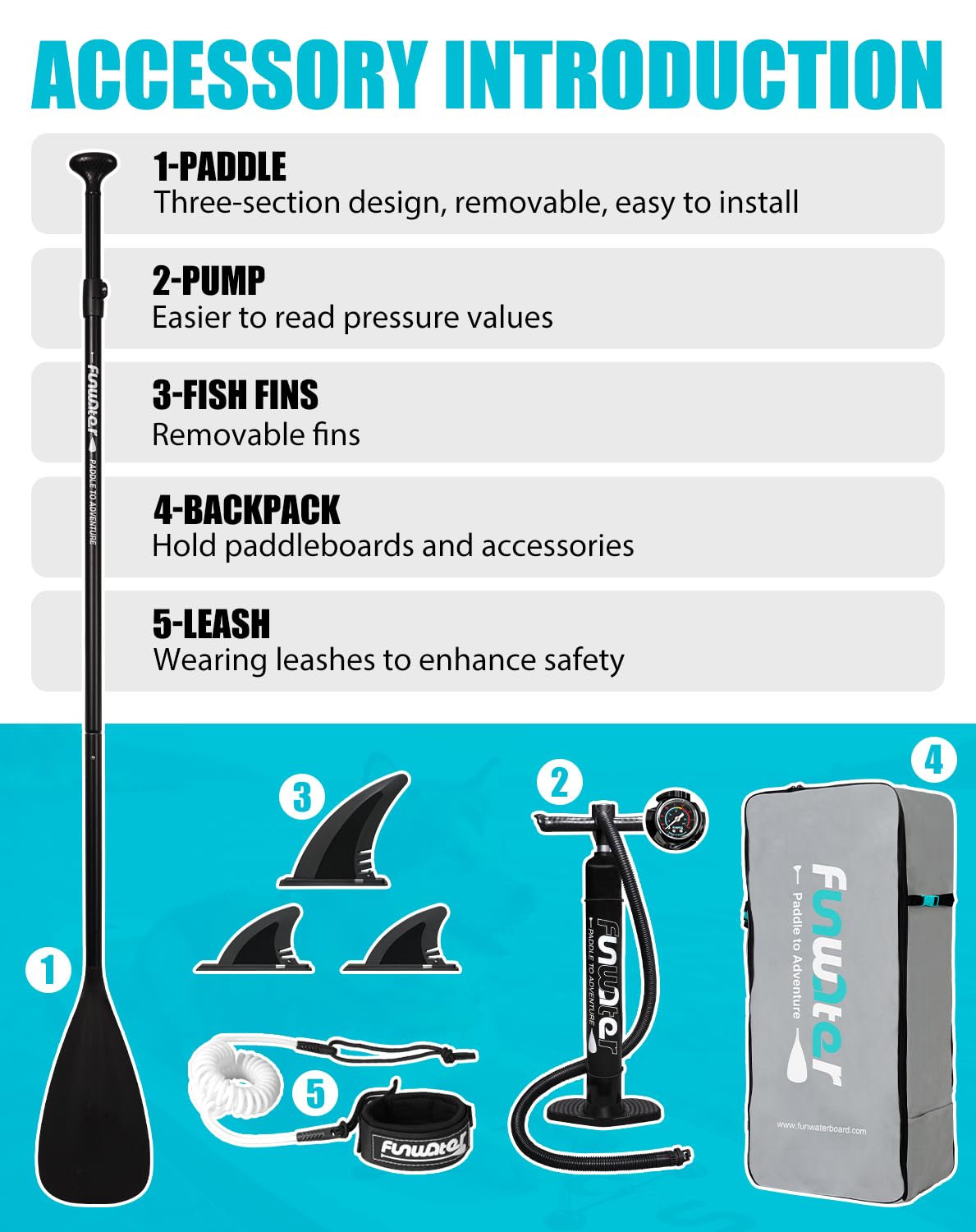 FunWater SUP Inflatable Stand Up Paddle Board 10'6×33"×6" Ultra-Light Inflatable Paddleboard with ISUP Accessories,Fins,Adjustable Paddle, Pump,Backpack, Leash