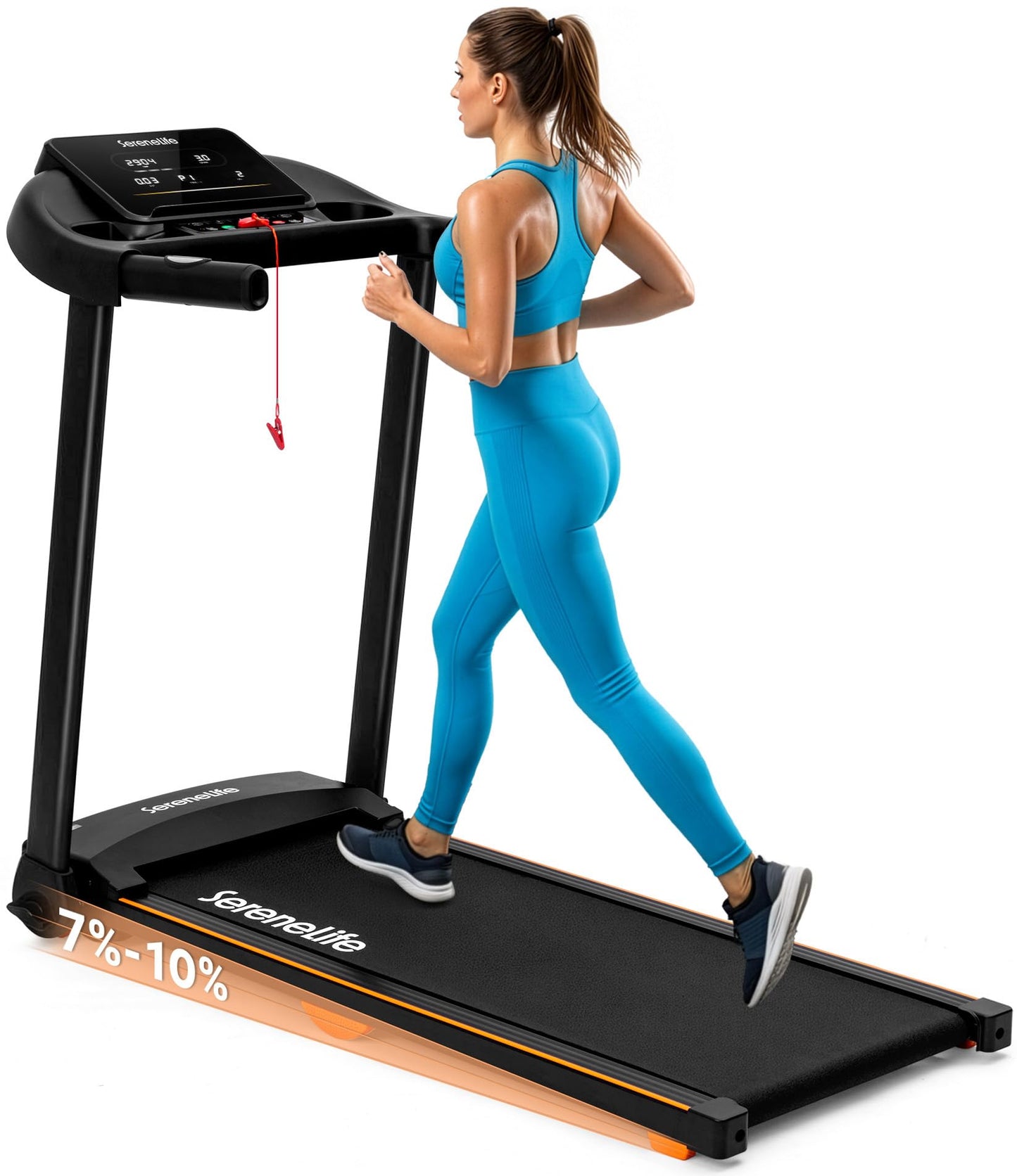 SereneLife Smart Foldable Treadmill with Bluetooth Music, 5 LED Display, Shock Absorption, Advanced App Integration, 2-Level Manual Incline, Portable Treadmill 2.5HP Motor for Optimal Workouts