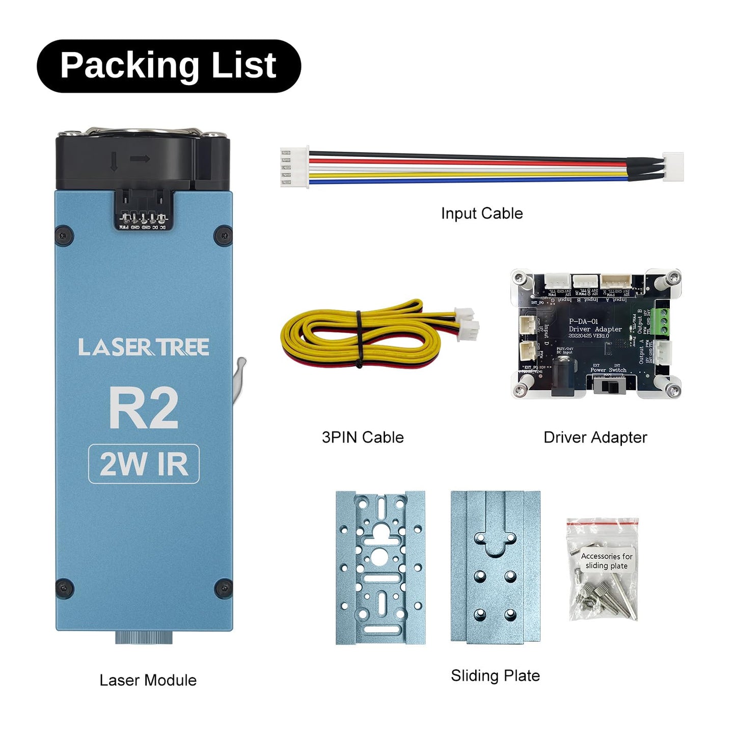 LASER TREE 1064nm Infrared Laser Module, 2W (2000mW) Output Power, Laser Head for Laser Engraver Cutter Machine Engraving Copper Plastic Aluminum ect, Ideal for Jewelry, Gift Making, Class 4