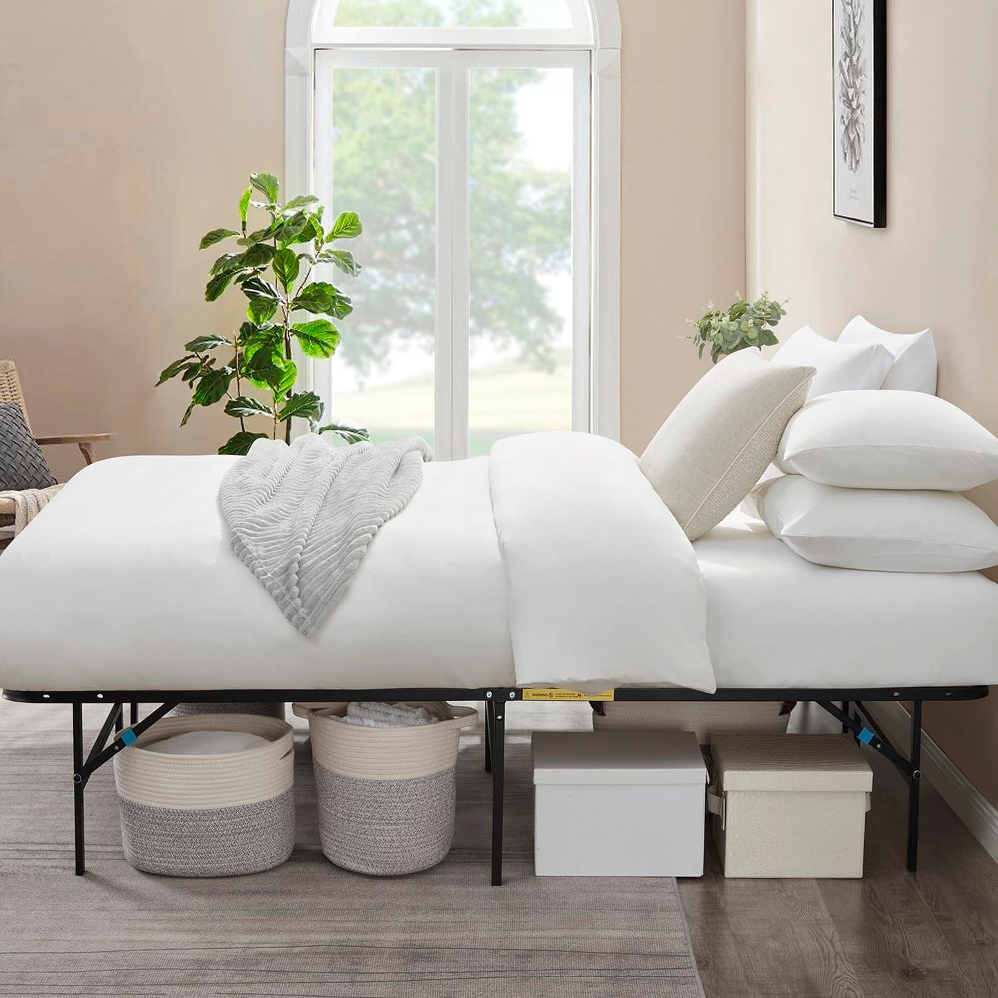 Nestl Foldable Split King Platform Bed Frame, Metal Foundation with 13 Inch Under Bed Storage, No Box Spring Needed, Easy Assembly, Heavy Duty Steel Support