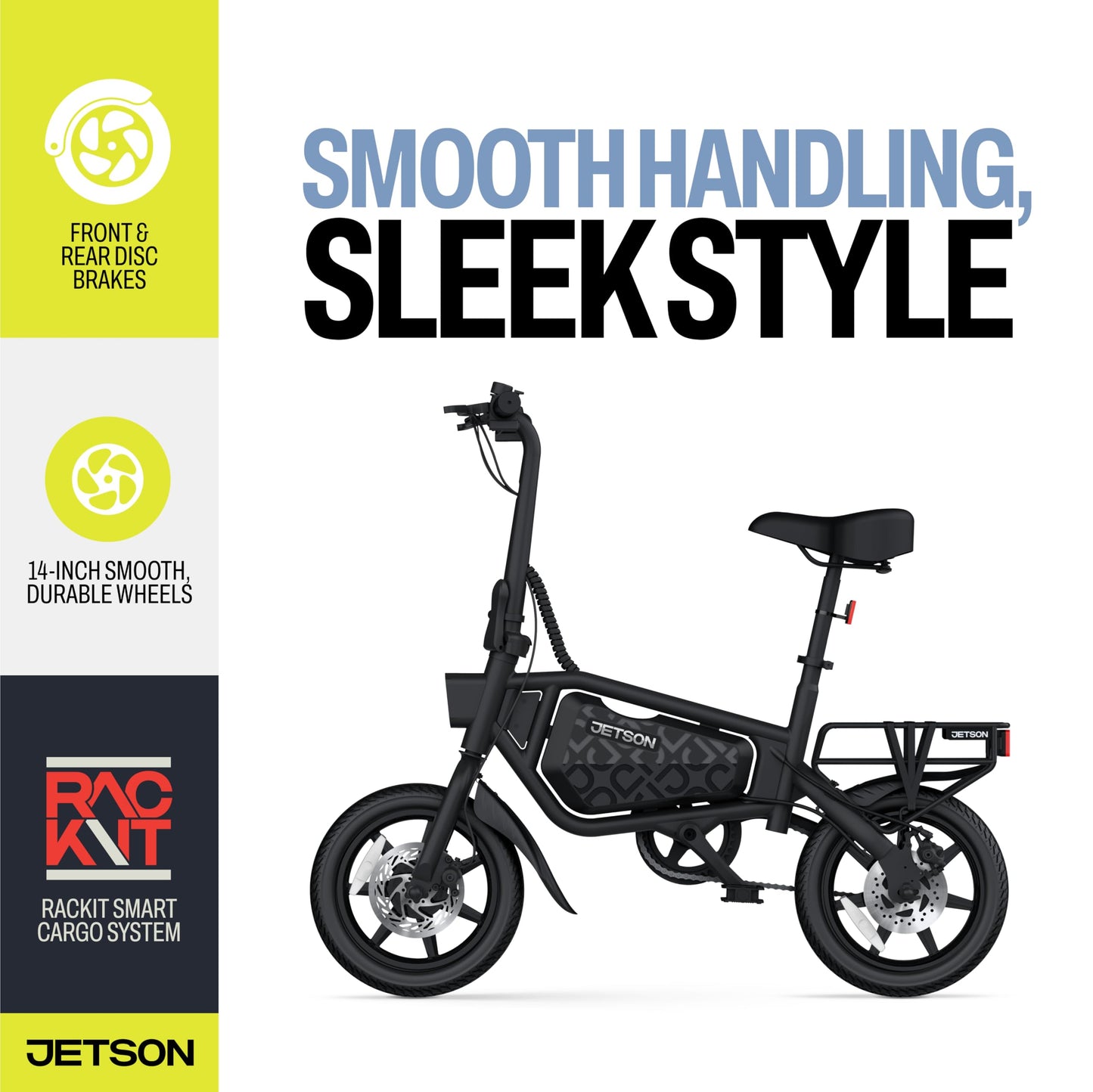 Jetson Bolt Pro Max Electric Bike, Portable Electric Bike with Carry Handles, Folding Design, and Twist Throttle, Up to 15.5 Mph, 14-Inch Tires, Age 12+