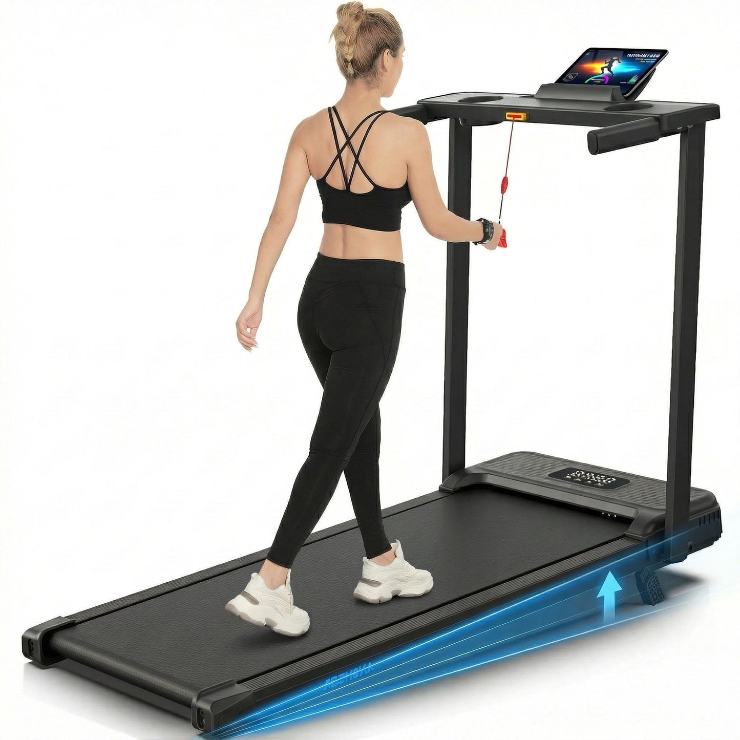 FUNMILY Incline Walking Pad Treadmill with Handle Bar, Folding Treadmills for Home Small, 3.5HP Portable Treadmill with Desk, 350 lbs Weight Capacity, Walking Pad with Remote Control and LED Display