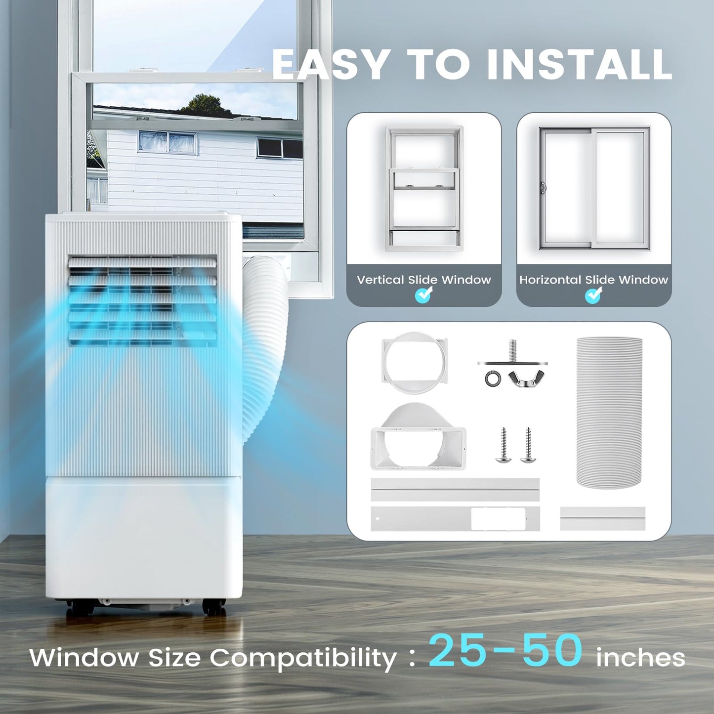 Air Choice 10000 BTU Portable Air Conditioners, Air Conditioner Portable for Room Up to 450 Sq.Ft, Remote Control, Sleep Mode, 24H Timer, Dehumidifier & Fan, Portable AC Unit for Bedroom Apartment
