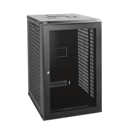 Tecmojo 18U Wall Mount Rack Network Cabinet for 19" IT Equipment,with Lockable Mesh Door and Side Panels,Cooling Fan,Black,17.7inch Depth for AV/Computer/Electronics Equipment Data Rack