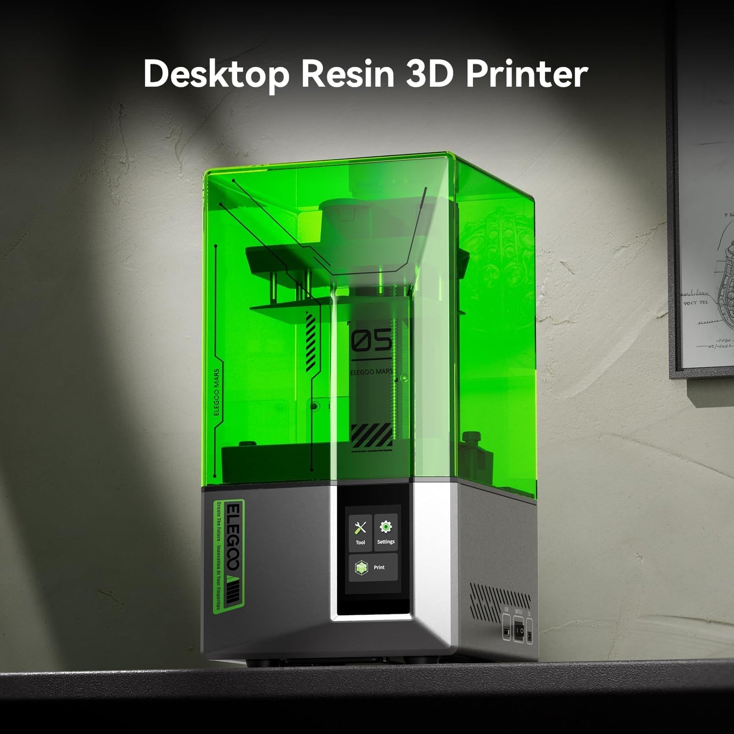 ELEGOO Mars 5 Resin 3D Printer with 4K Mono LCD,Automatic Leveling, Desktop 3D Printer with Printing Size of 5.65 × 3.53 × 5.91 inches