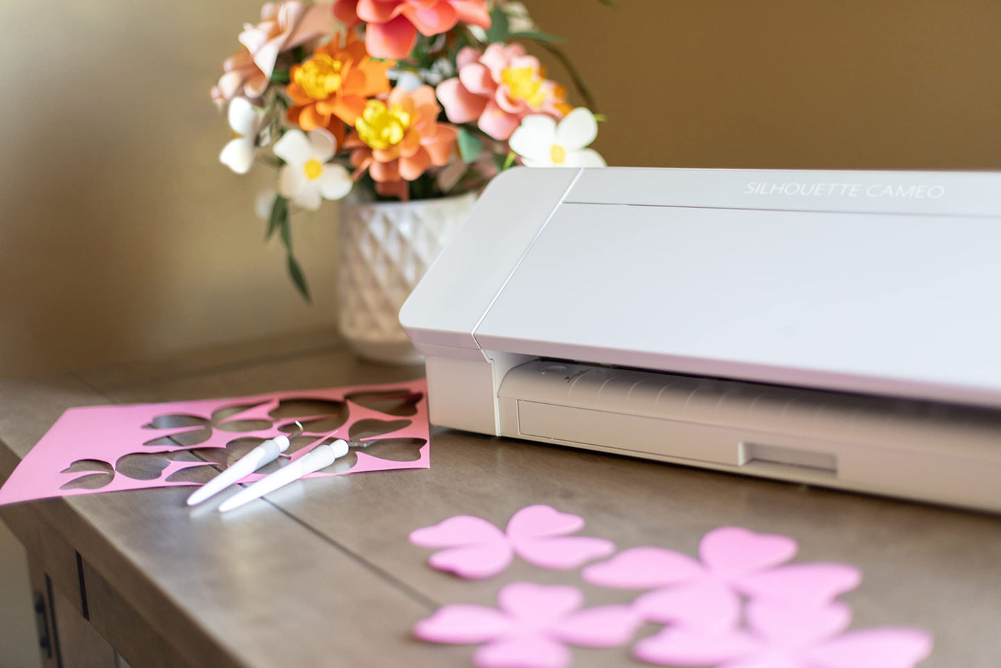 Silhouette Cameo 4 with Bluetooth, 12" Cutting Mat, Autoblade 2, 100 Designs and Silhouette Studio Software - White Edition