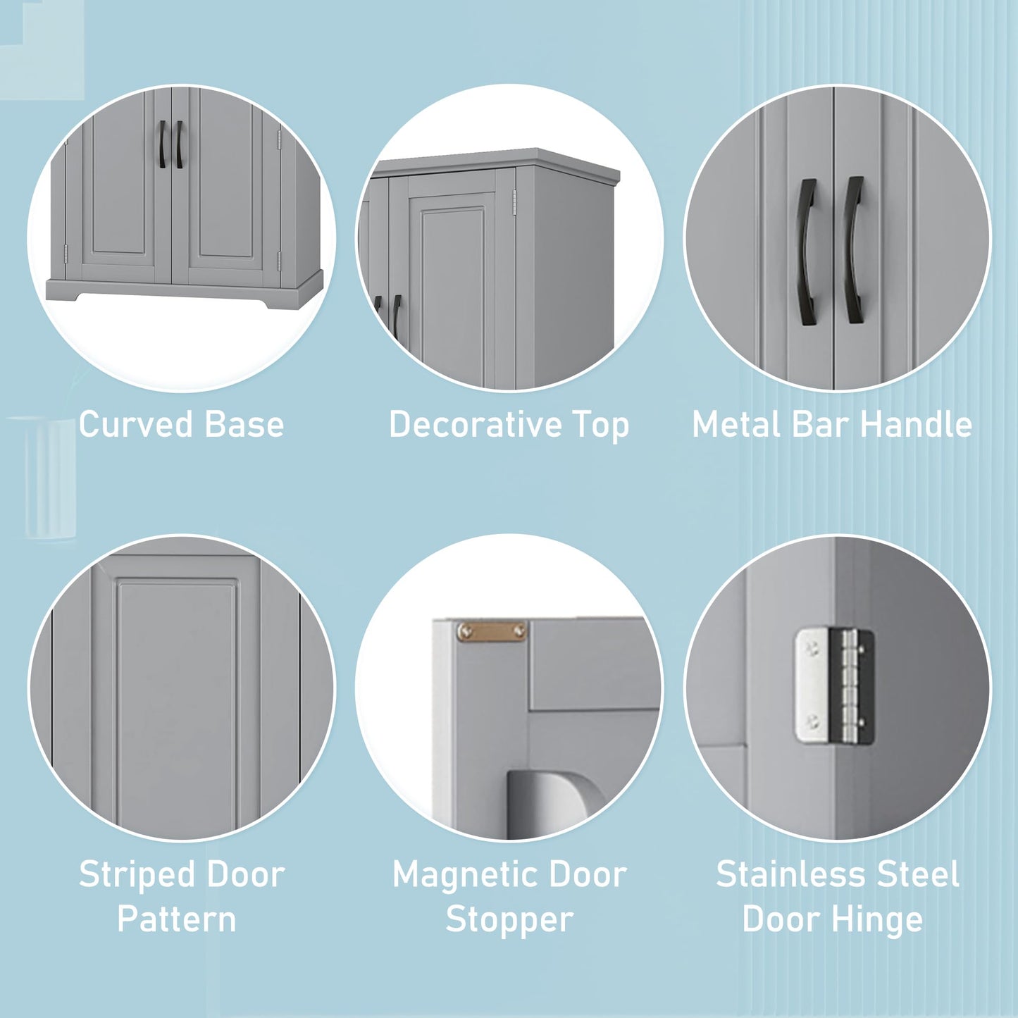 Merax 72" Tall Kitchen Pantry Storage Cabinet, Farmhouse Freestanding Large Cupboard with One Drawer, Bathroom Cabinet with Adjustable Shelves, 6 Door-Shelf for Dining Room, Gray
