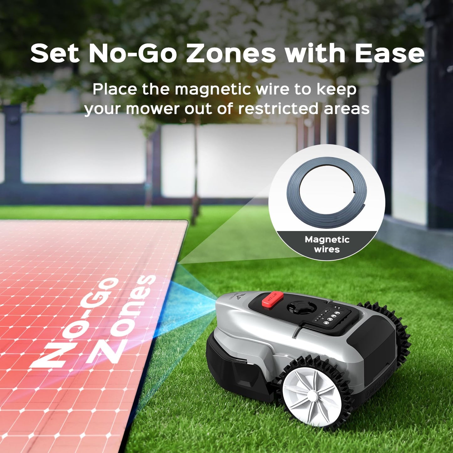 2026 NEW LEBOSBO V3 Robotic Lawn Mower, AI Vision Recognition Robot Lawn Mower with APP Control, Low-Noise Operation, Adjustable Cutting Height, No-Go Zones, for Small Lawns Up to 1600 Sq.Ft.