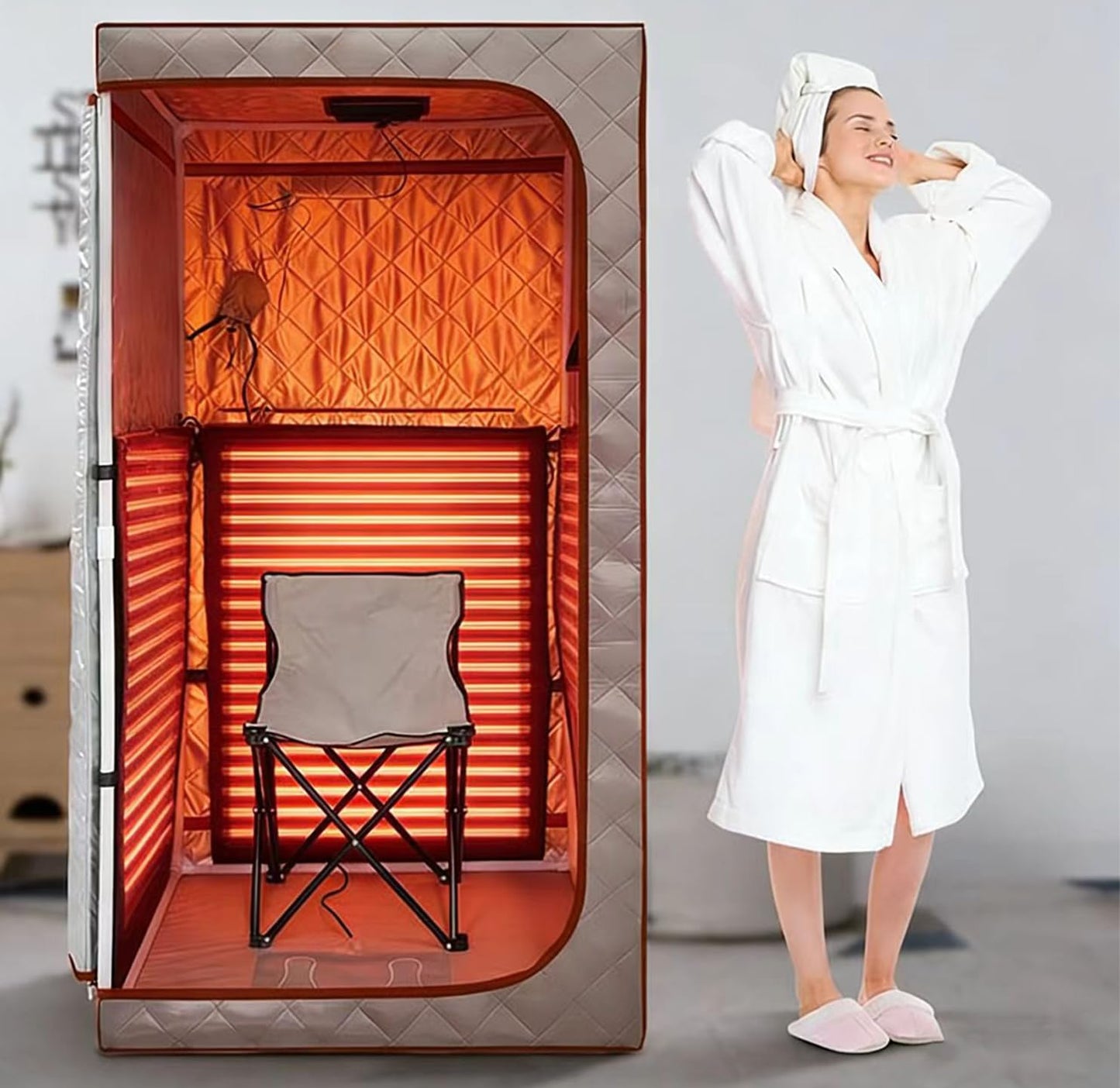 TaTalife Portable Full Size Infrared Sauna, Personal Sauna for Home Spa, Home Spa Tent with Remote Control, Heating Foot Pad, Foldable Reinforced Chair, Detox Therapy (L 33.8" x W 33.8" x H 66.5")