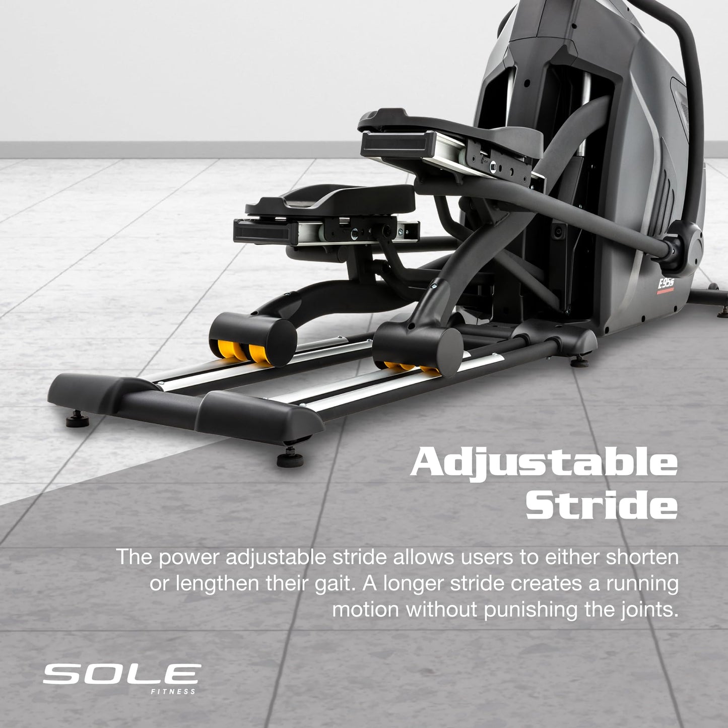 Elliptical Exercise Machine by Sole Fitness, Home Workout Equipment for Cardio, Running, and Walking, Adjustable Stride Length, 13.3" Touch Screen, Bluetooth, and Tablet Holder (Sole E95S)
