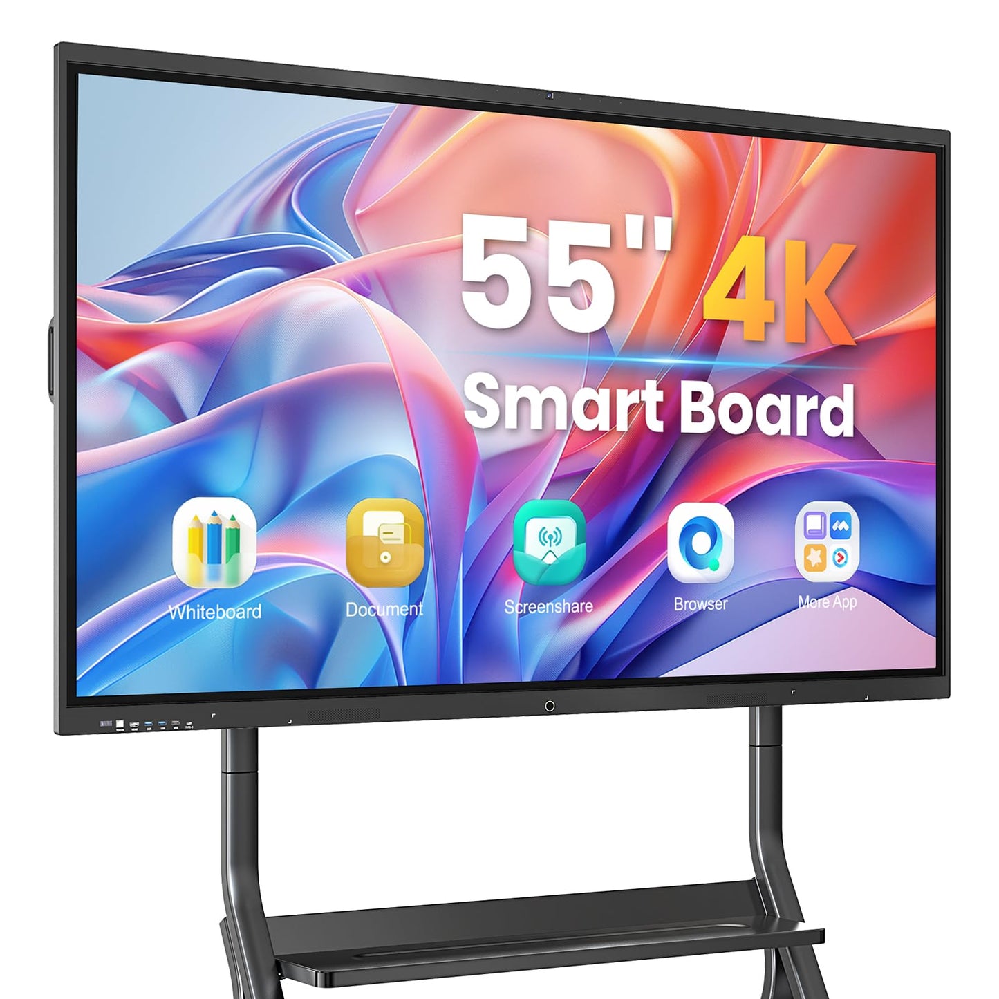 55'' 4K UHD Smart Board, Interactive Digital Whiteboard, 20-Point Touchscreen, All-in-One Electronic Whiteboard for Office Classroom Home Business