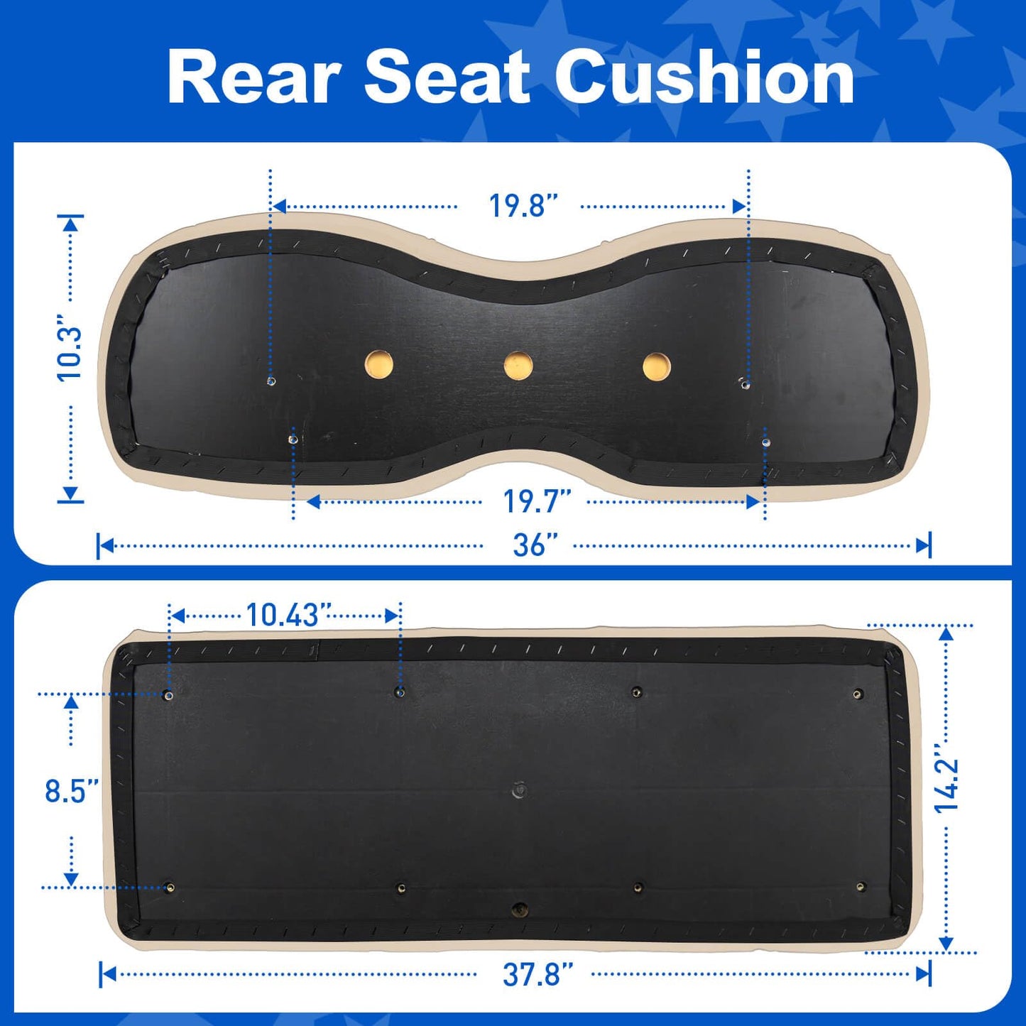 NOKINS Golf Cart Premium Seat Cushion Kit,Seat Back & Seat Bottom Cushion Assembly (light Beige, Fits Aftermarket Standard Rear Seat)