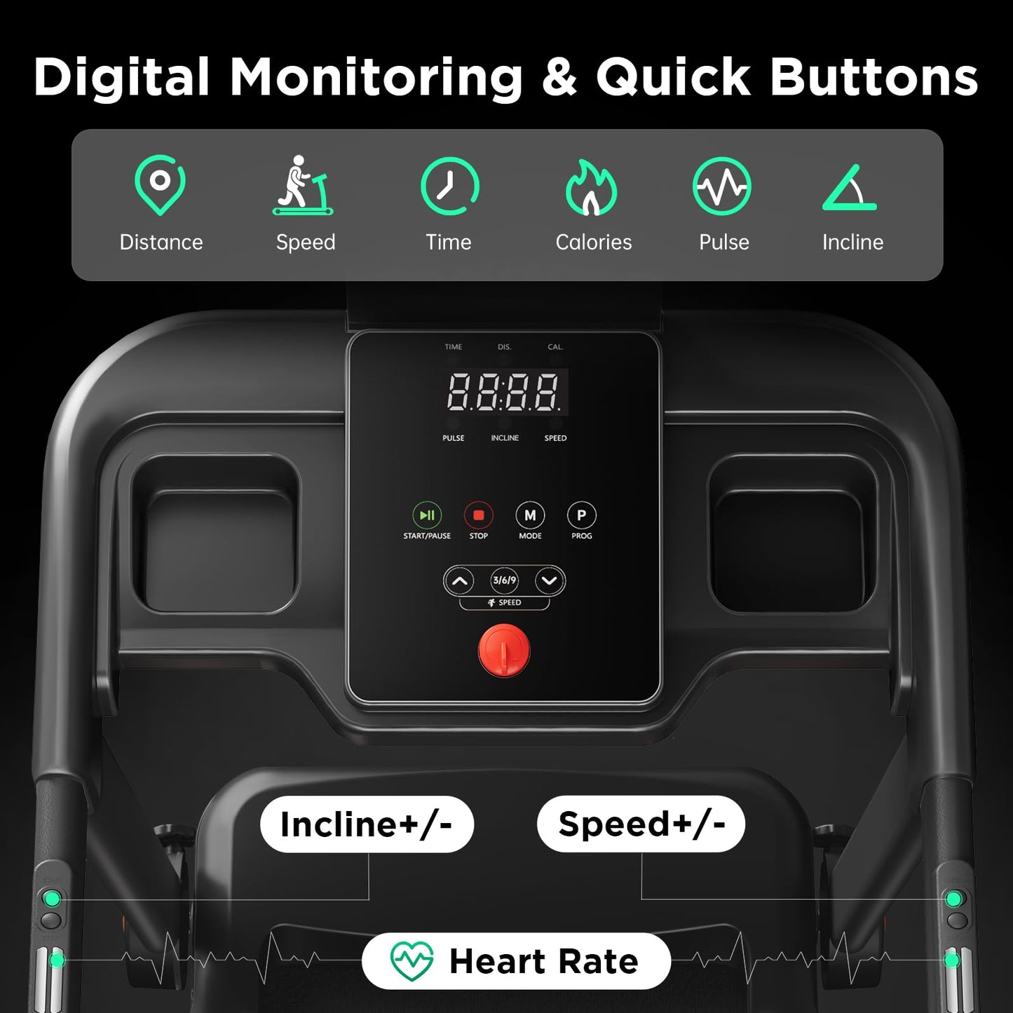 YUEJIQI 3220S Treadmills for Home, 15% Auto Incline, 3.5HP Quiet Brushless, 300Lbs Capacity, 16"x42" Wide Running Belt, Max 8.5 MPH, One-Touch Folding Treadmill with Bluetooth APP & Pulse Monitor