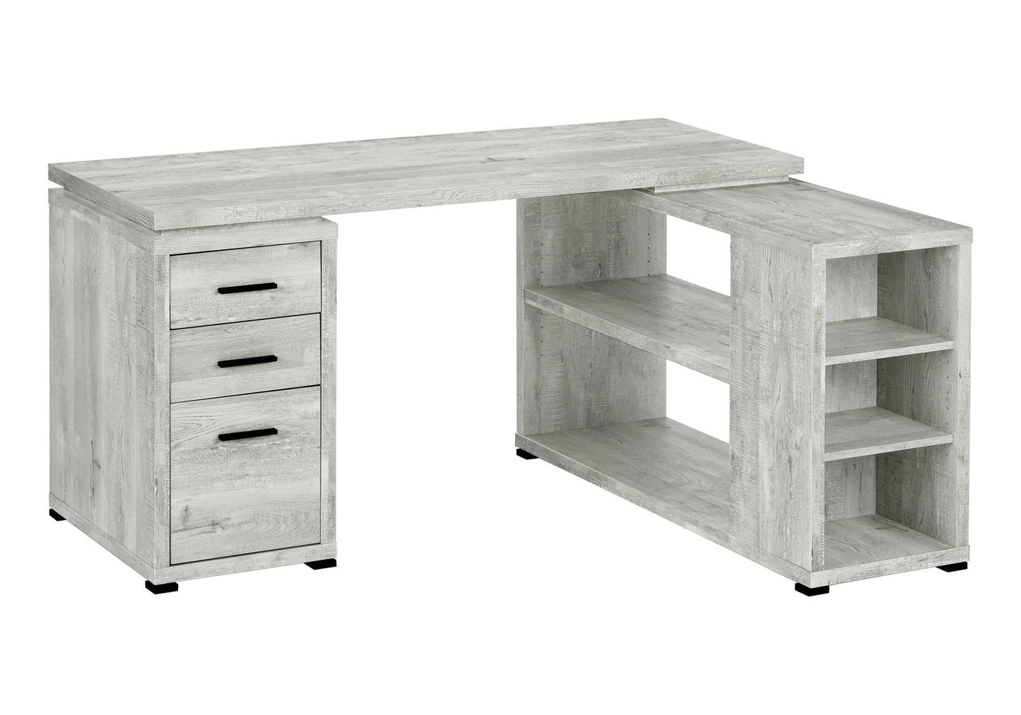 Monarch Specialties Computer Desk L-Shaped Corner Desk with storage - Left or Right Facing - 60"L (Grey Reclaimed Wood Look)
