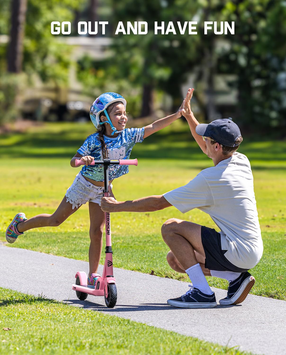 FanttikRide C9 Kids Electric Scooter Ages 8-12, Foldable for Kids 3.9-5.2 ft, 132 lbs, 5 Miles Range, Up to 40 mins Ride Time, 2 Safe Max Speed 6/10 MPH, 3 Adjustable Heights, Pink