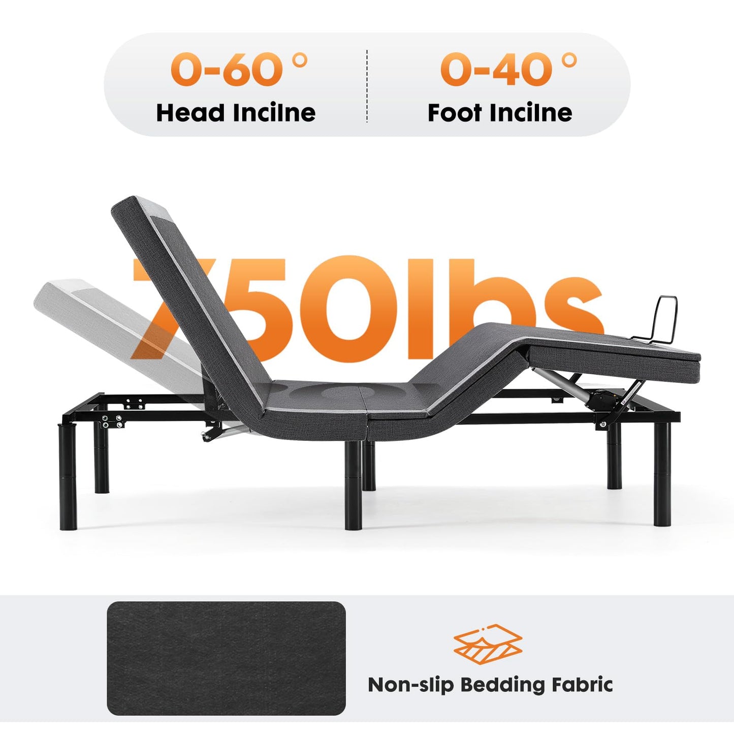 Sweetcrispy Full Adjustable Bed Frame, Ergonomic Electric Base with Wireless Remote and 2 USB Ports, Head and Foot Incline, Zero Gravity, Anti-Snore, Easy Assembly