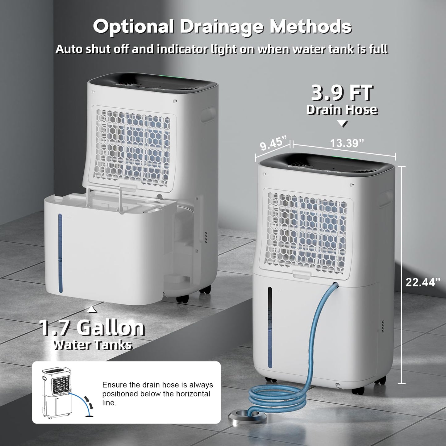 Ludatido 2025 Upgraded Dehumidifier, 80 Pint/Day, 5000 Sq.Ft for Whole Home & Basement, 1.72 Gal Tank, 42dB Quiet, Child Lock, Sleep/Fan/Dry Modes, 24H Timer & Auto Continuous Drain