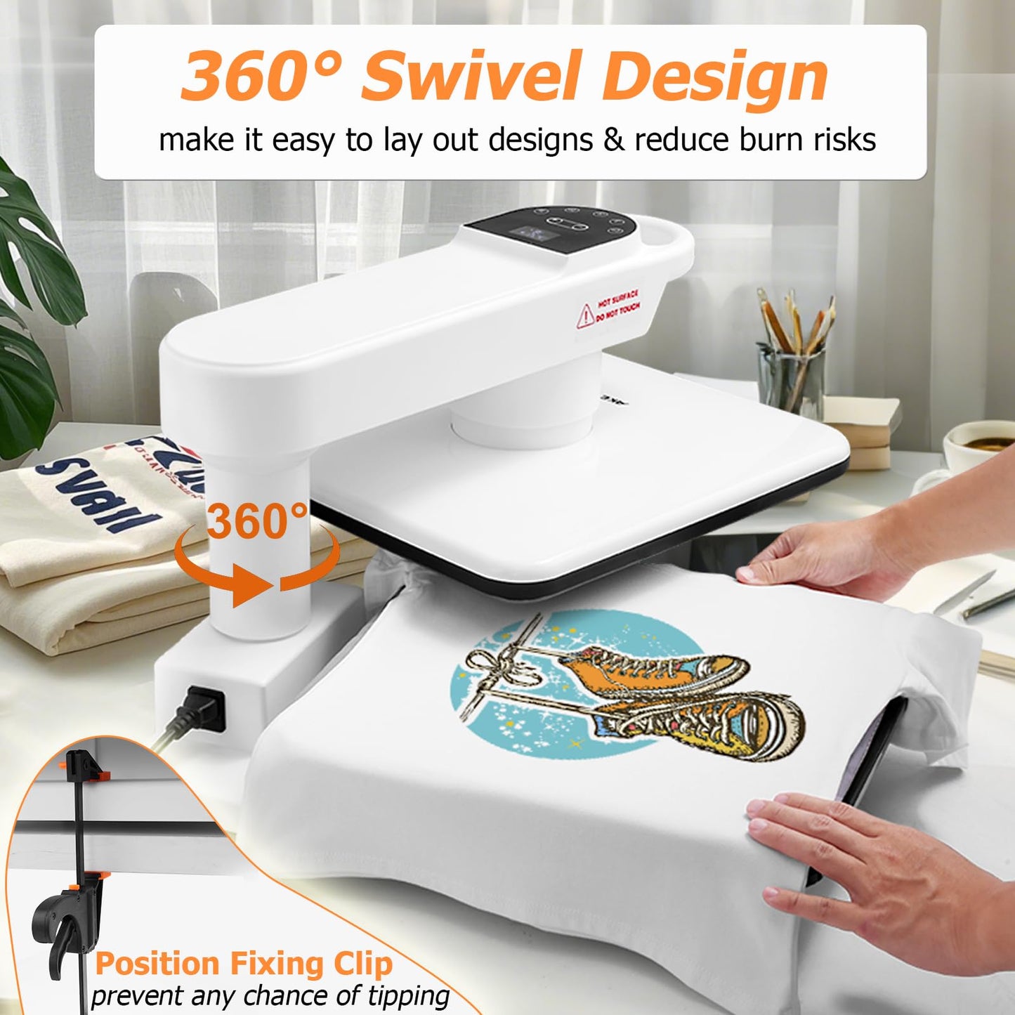 AKEYDIY 15x15 Heat Press, Dual Auto Heat Press Machine for T-Shirts, 360° Swing Away Heat Press with Auto Press Release for Sublimation Pillows, Canvas Bags, Puzzles, Coasters (15x15 White)