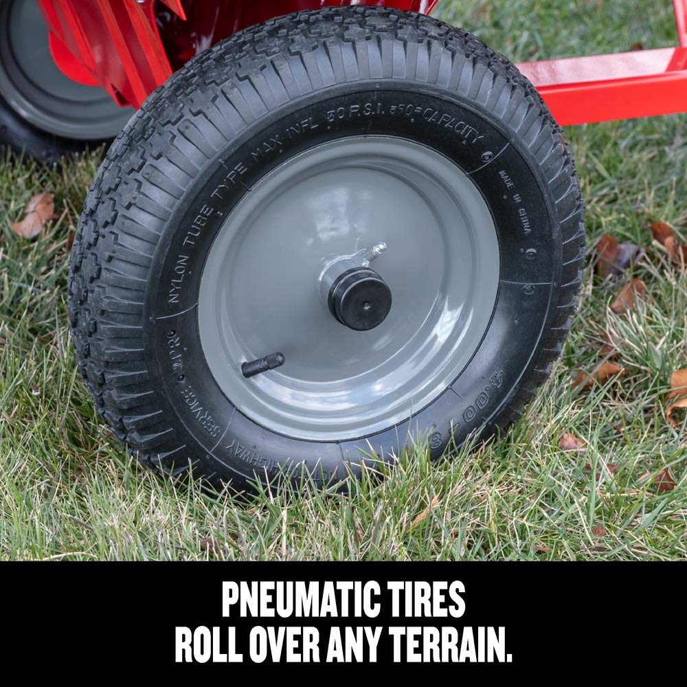 CRAFTSMAN, CMXGZBF7124355, 750-lb Capacity Steel Tow Behind Dump Cart, 12 Cubic Feet Capacity, Removable Tailgate - Garden Utility Trailer, 16” x 4” Pneumatic Tires