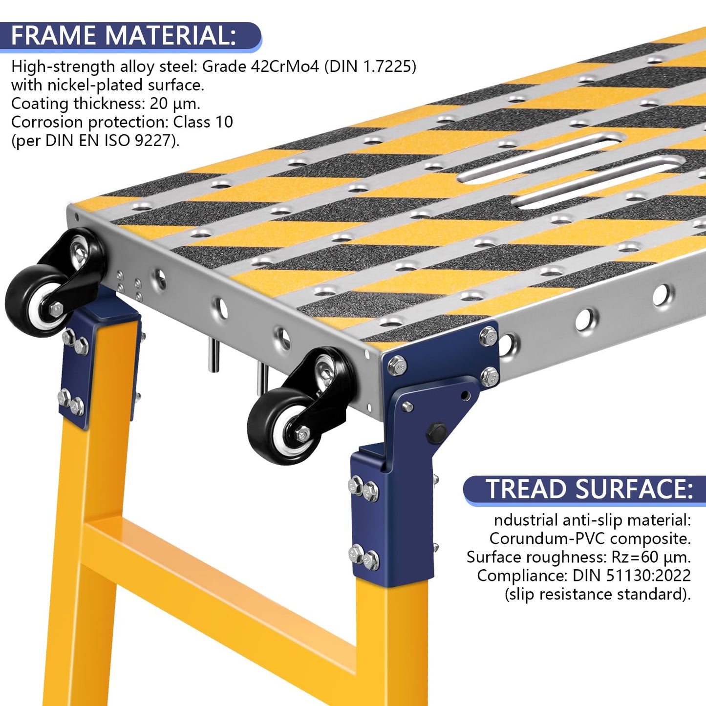 Versatile Portable Steel Work Bench with 4 Wheels 63×14 Inch