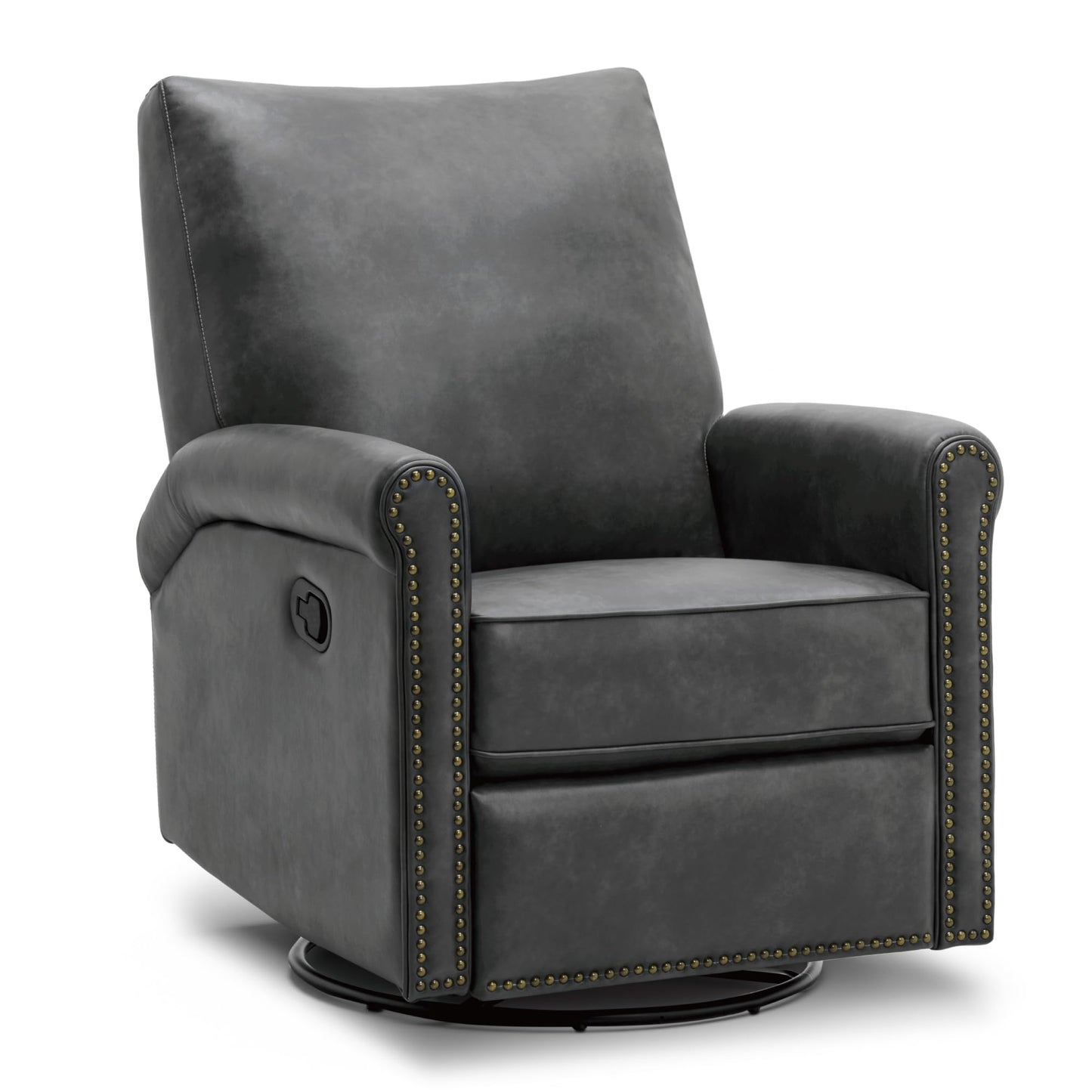 KISLOT Large Leather Recliner Chair Faux Swivel Rocker for Adults Manual Sofa for Living Room Bedroom Home Theater Seating