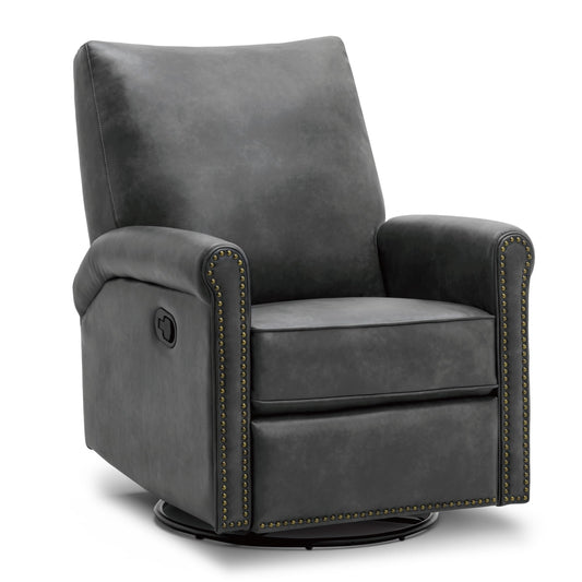 KISLOT Large Leather Recliner Chair Faux Swivel Rocker for Adults Manual Sofa for Living Room Bedroom Home Theater Seating