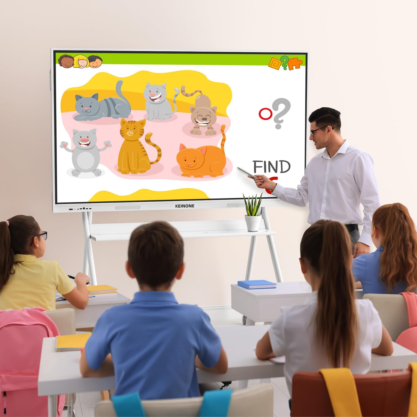 KEINONE Interactive Smart Board for Classroom, 55” 8+128 GB Electronic Digital Whiteboard Built-in Android OS & Open App Ecosystem - 4K Touchscreen Smartboard for Home Office School Studio Display