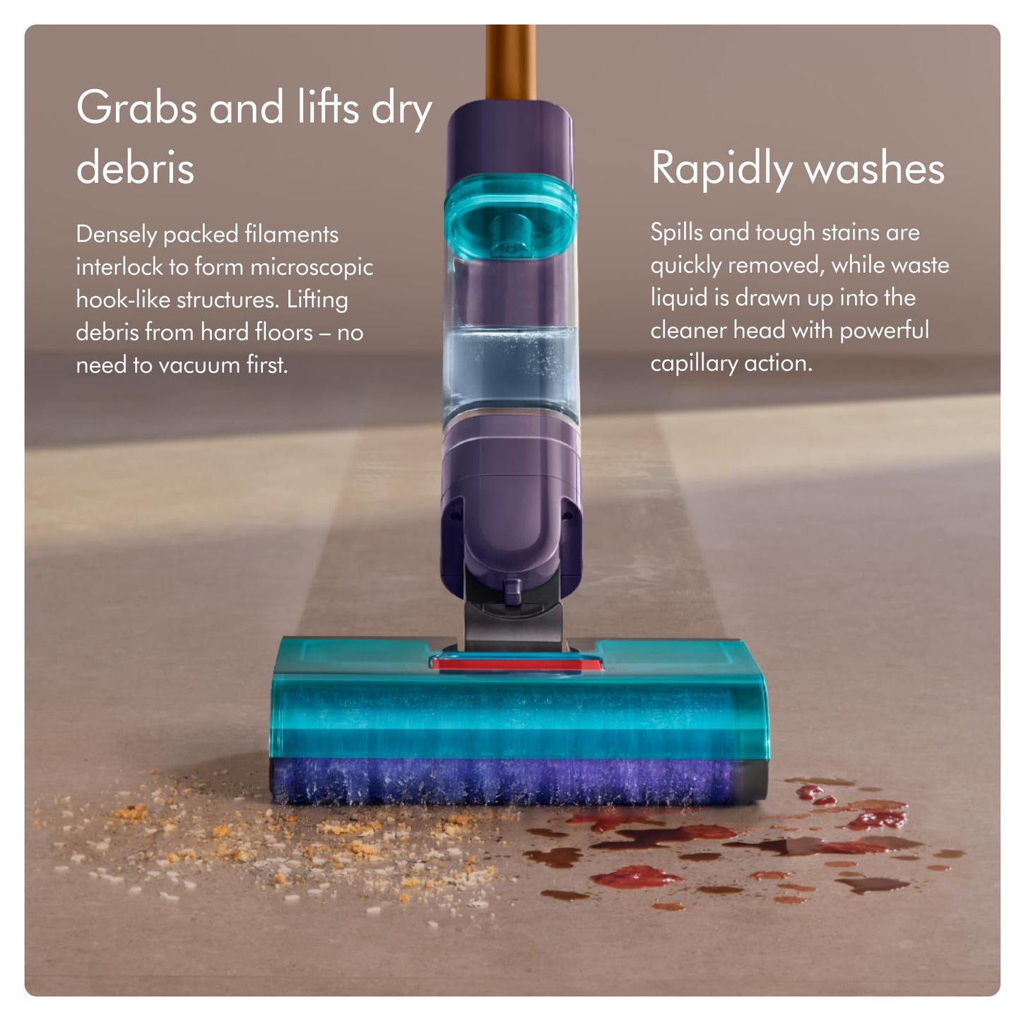Dyson Clean+Wash Hygiene Wet and Dry Cleaner for Hard Floors - Cordless, 70 Minutes Run time, lays Flat, Anti-Tangle, self-Cleaning Roller, Drying Dock