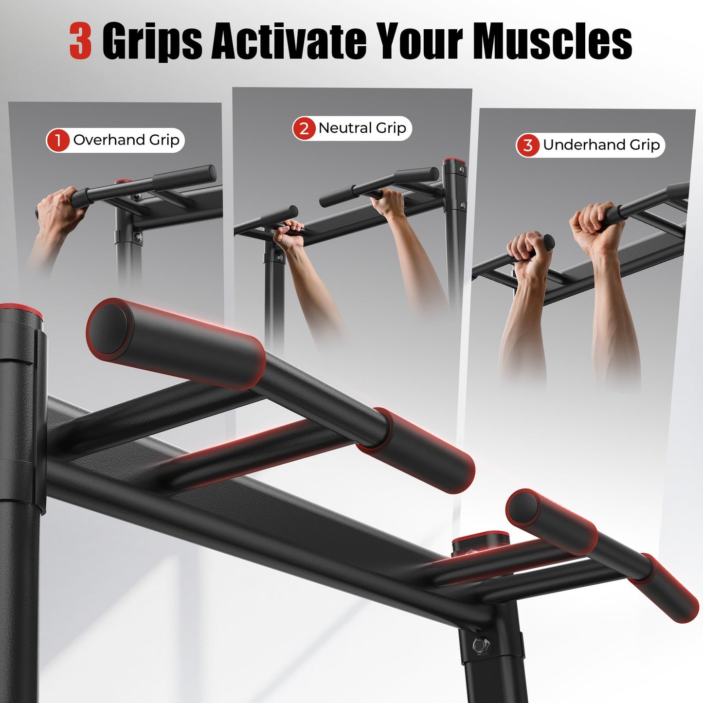 SPORTSROYALS PT2 Power Tower Pull Up Bar Station, 450LBS Stable Pull Up Dip Station for Home Gym Strength Training Equipment | FED Fitness
