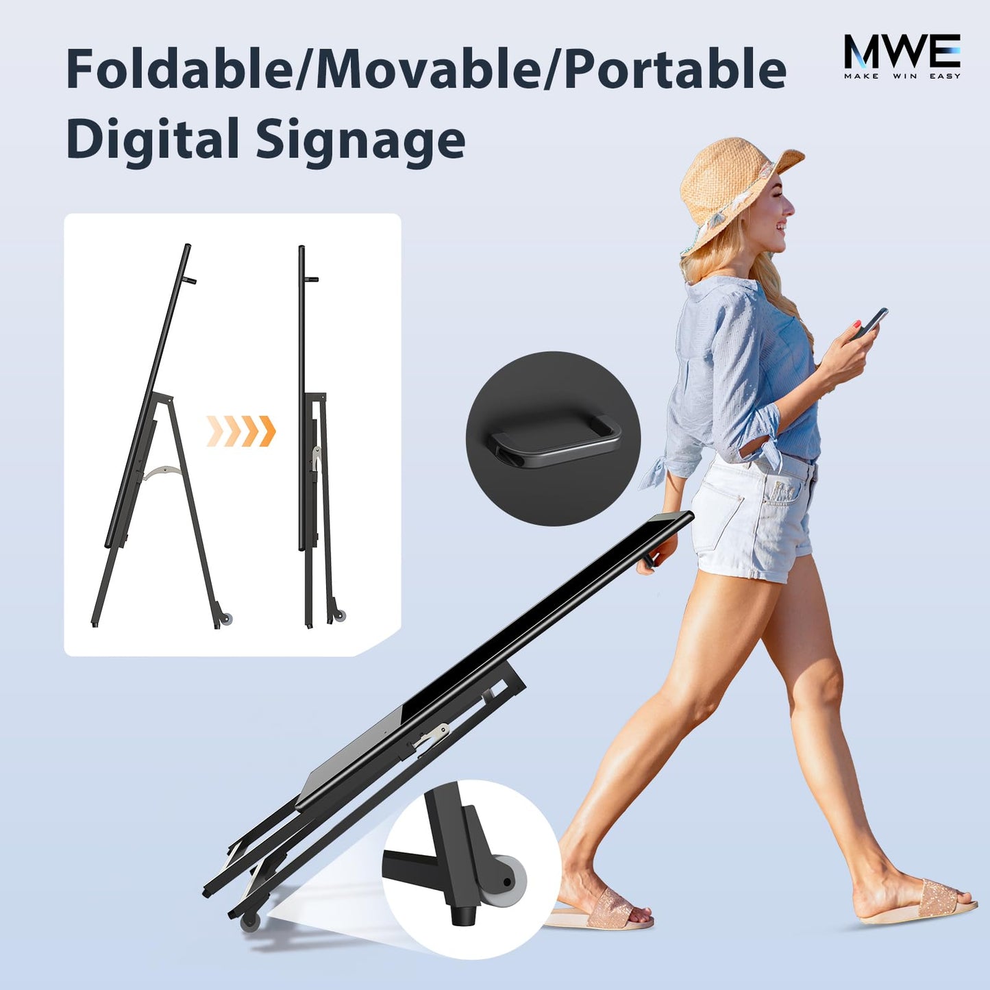 QIXZOCV MWE 32 Inch Digital Signage Display, Portable LCD Digital Kiosk Monitor, Advertising Display Poster, Android Kiosk with Auto Media Player, HDMI/USB
