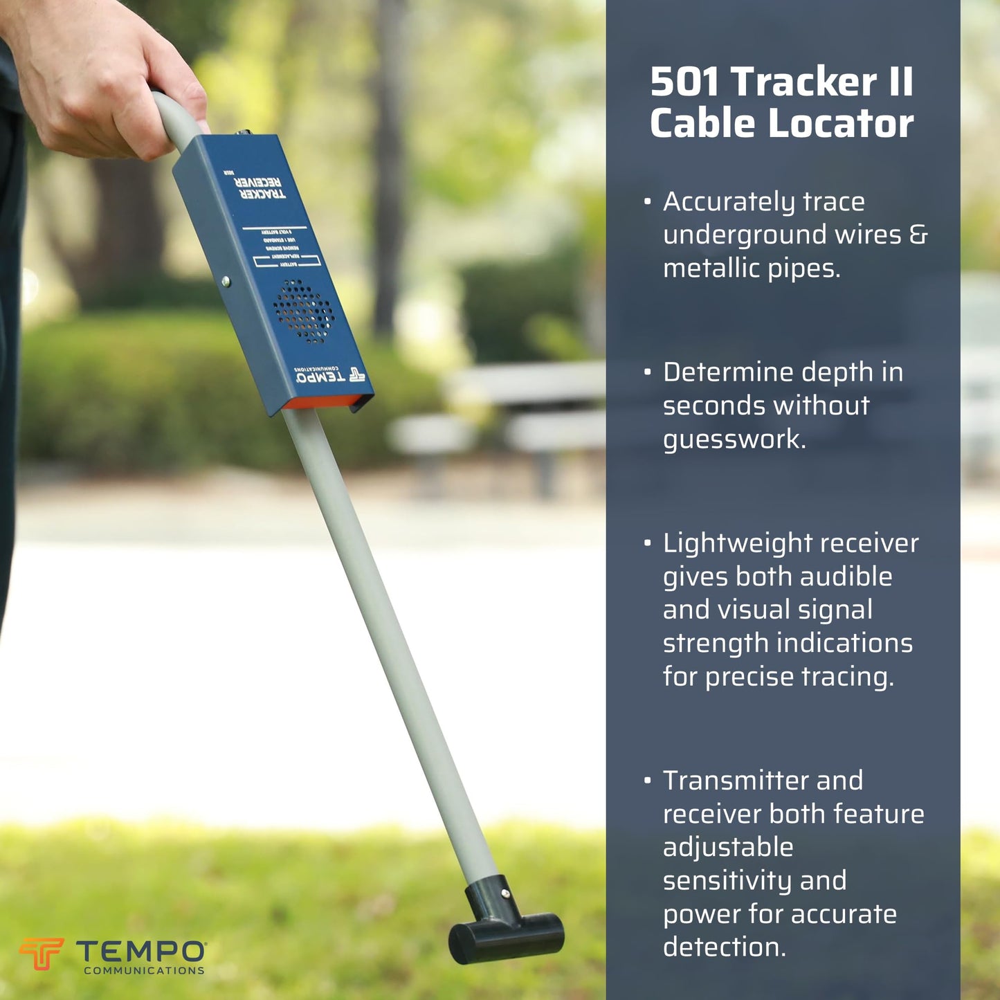 TEMPO Communications 501 Tracker II Underground Wire Locator, Buried Wire Locator, Underground Wire Tracer, Locate Wires 7 Ft Deep (2026 Model)