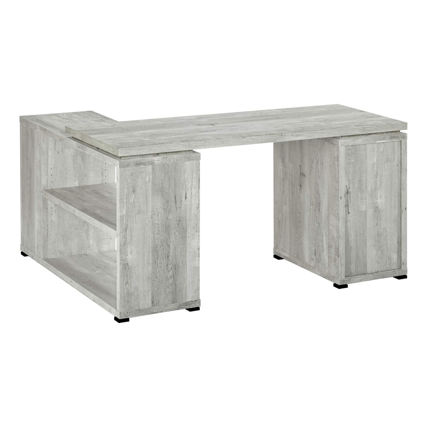 Monarch Specialties Computer Desk L-Shaped Corner Desk with storage - Left or Right Facing - 60"L (Grey Reclaimed Wood Look)