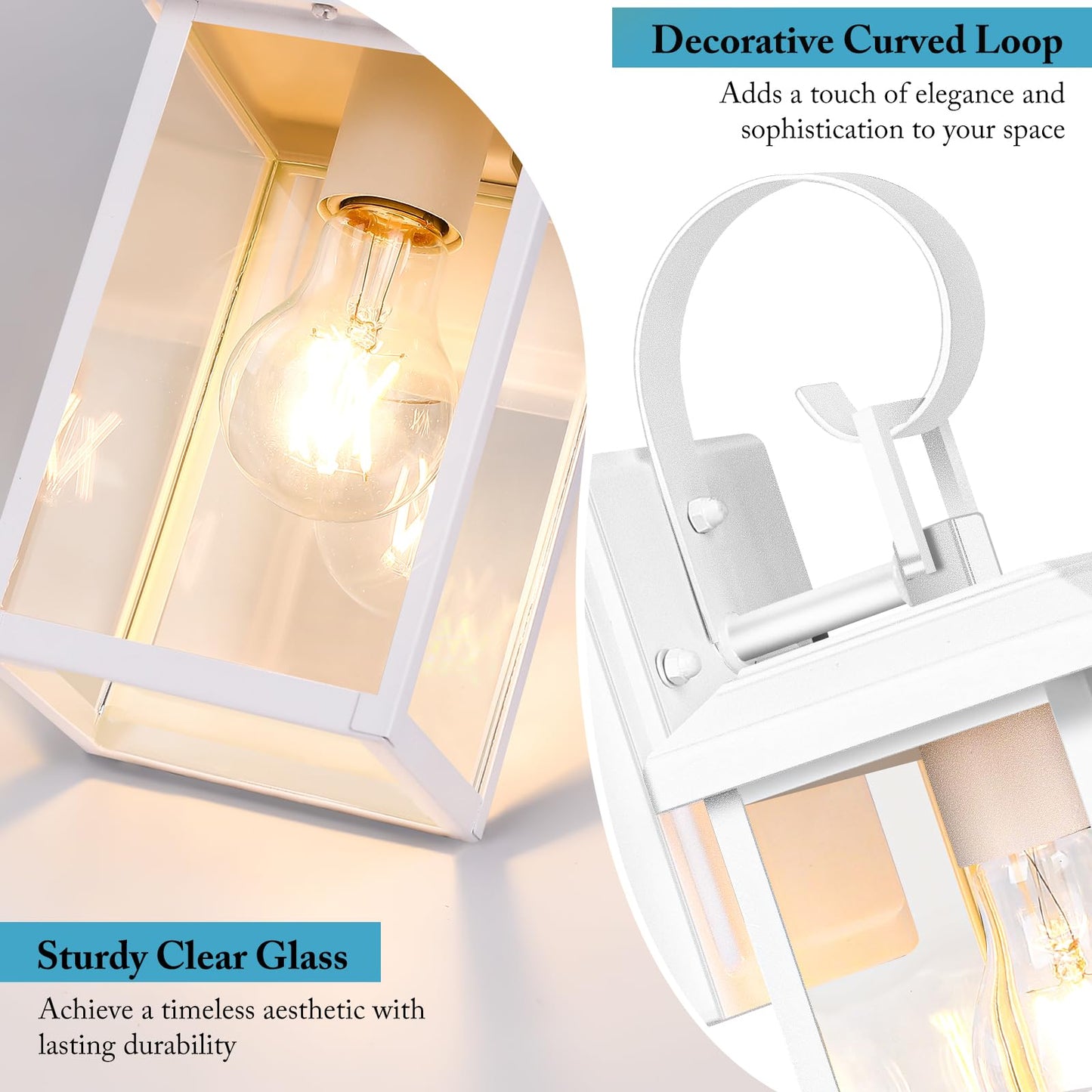 BesLowe Outdoor Wall Light Fixtures, Waterproof Metal Sconces, 12.8in (2-Pack), White, Model 10233
