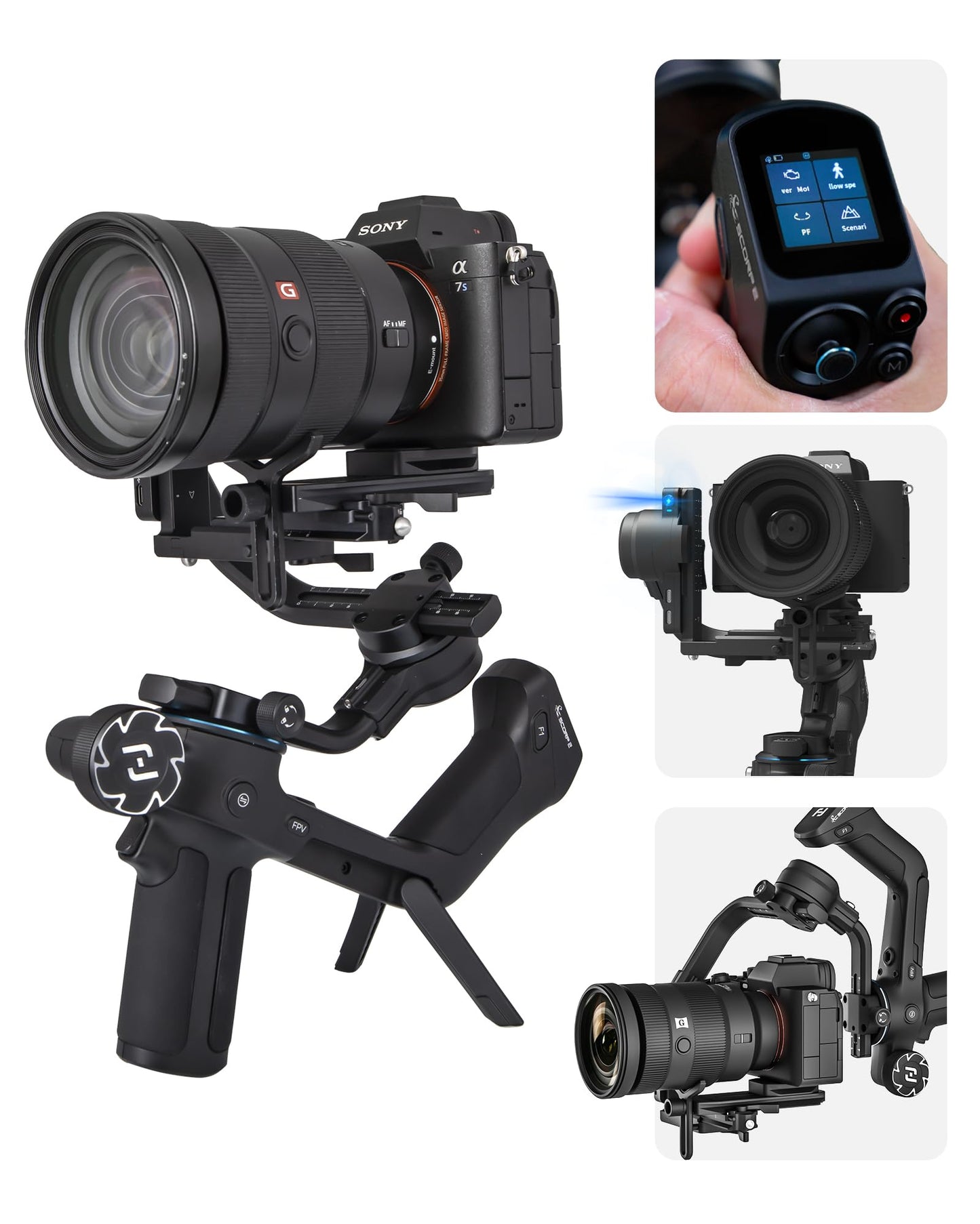 FeiyuTech SCORP 2 Gimbal Stabilizer for DSLR and Mirrorless Camera, Integrated Al Tracking, 3-Axis Camera Stabilizer Fits for Sony Canon Fuji Nikon, 5.5lbs Payload Touch Screen Vertical Shooting