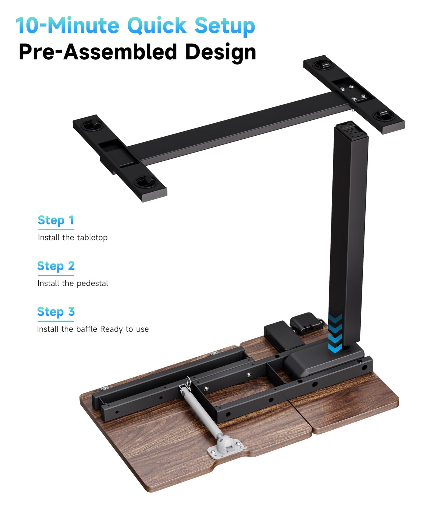 BIZUM Small Electric Standing Desk, Overbed Table Wireless Tilt Top with Hidden Wheels, 27.6×15.8 Inch Adjustable Rolling Laptop Desk, USB-C Rechargeable Battery, Walnut