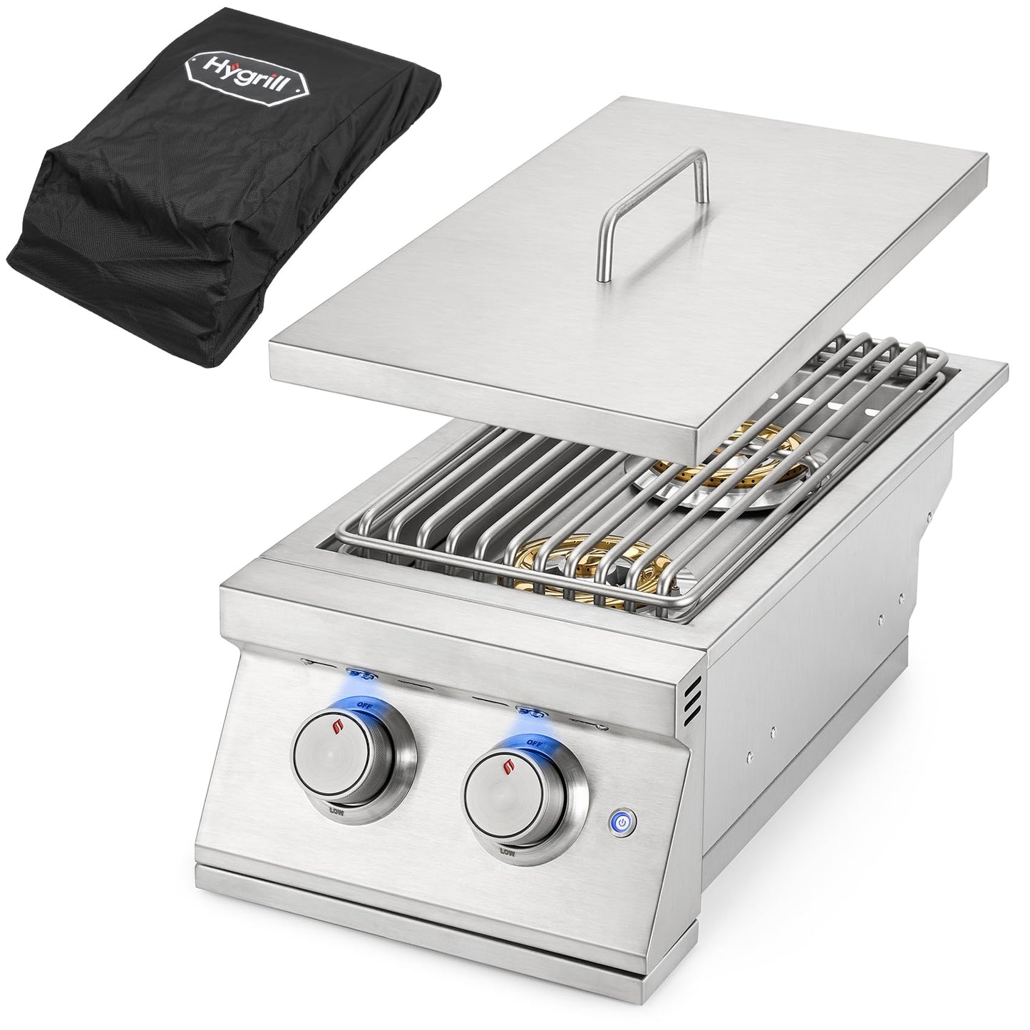 Hygrill Double Side Burner, Built In Double Grilling Side Burners for Outdoor Kitchen, Outdoor BBQ Grill Island, Natural Gas Version